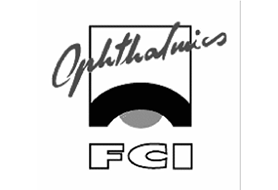Logo with the word 'Ophthalmics' handwritten above a stylized eye and the letters 'FCD' below.