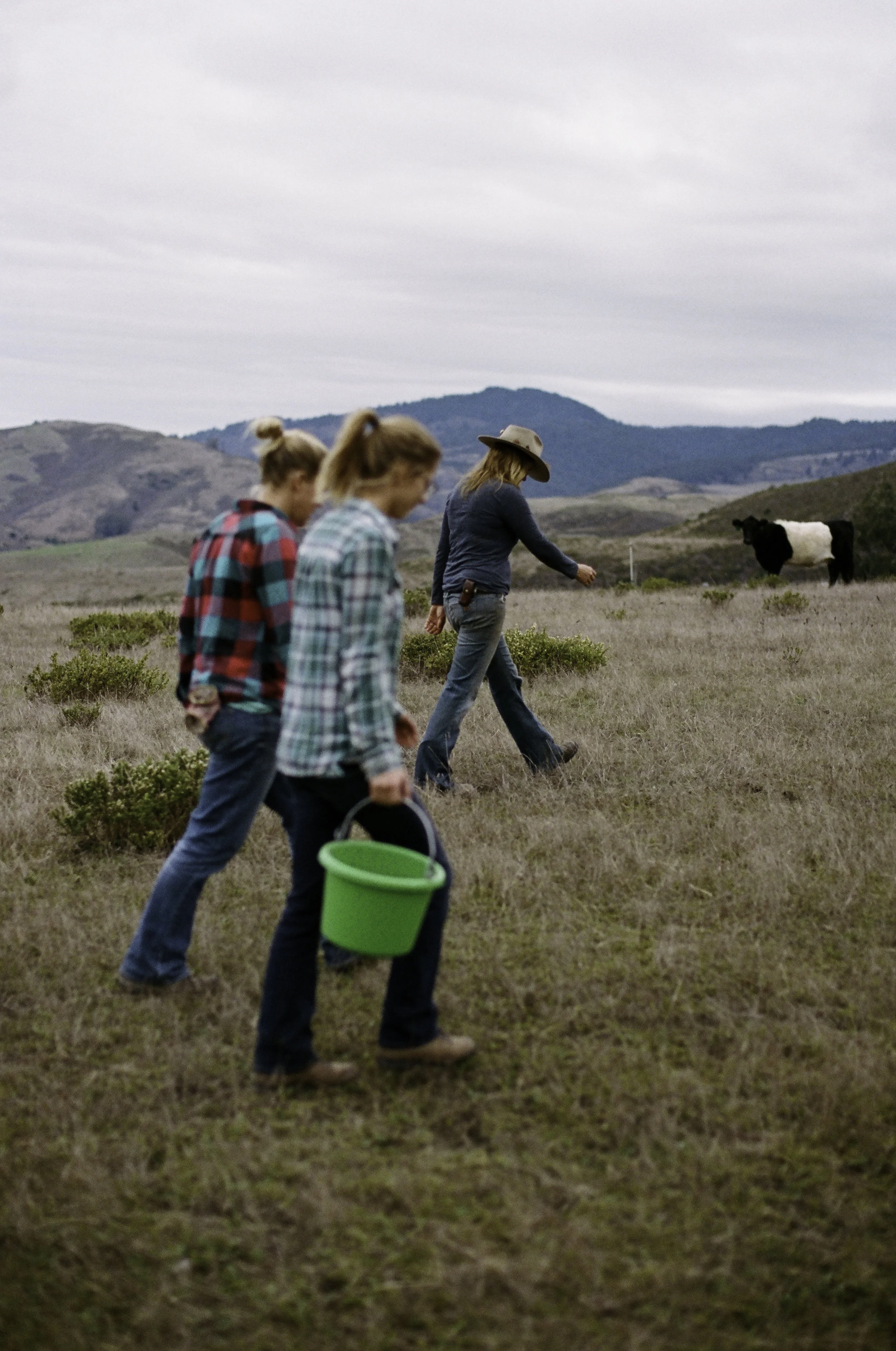 Ruth, Johanna, and Doniga walking back from the pig area. - Half Moon Bay, CA