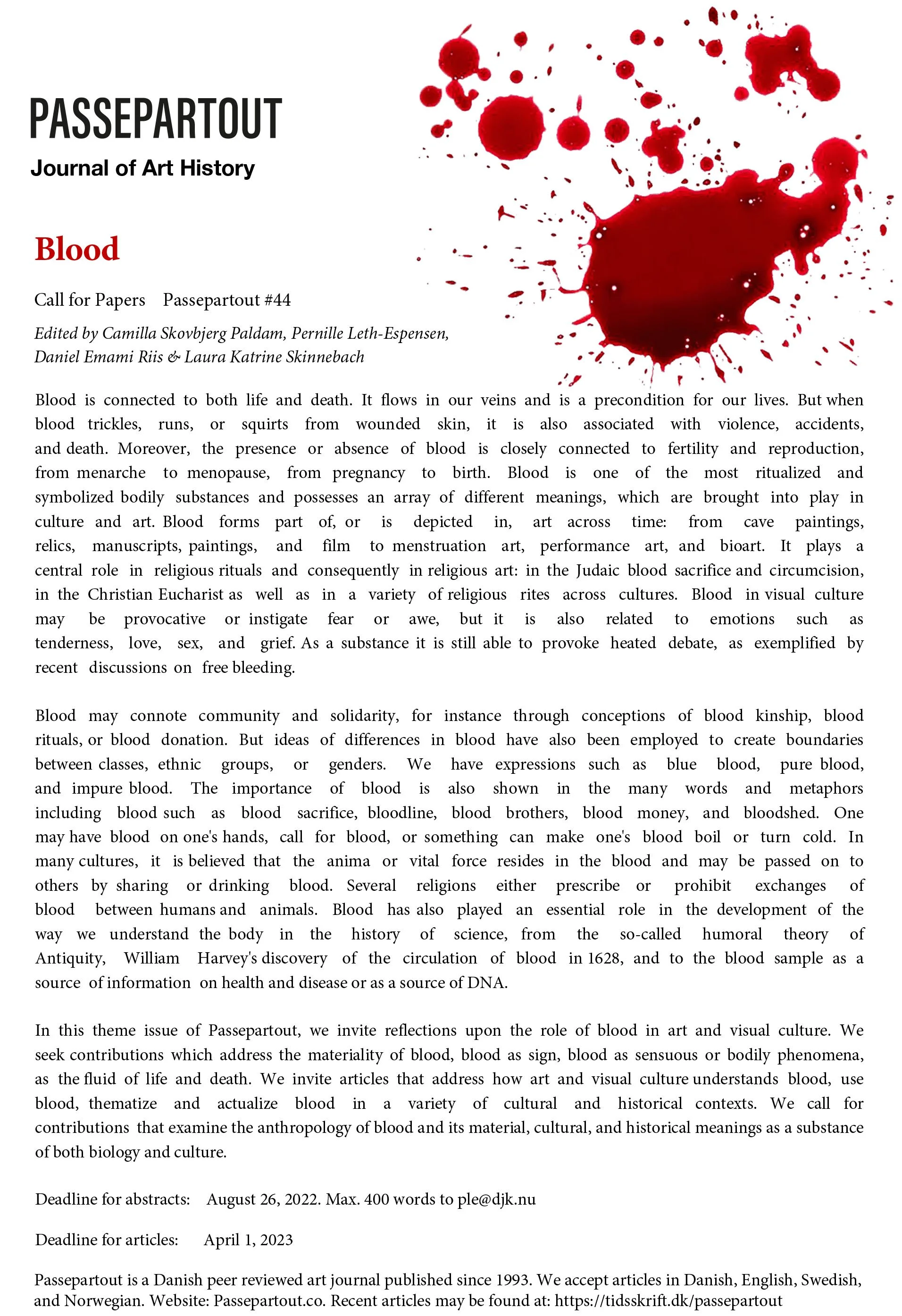 Call for papers for #44: Blood — Passepartout