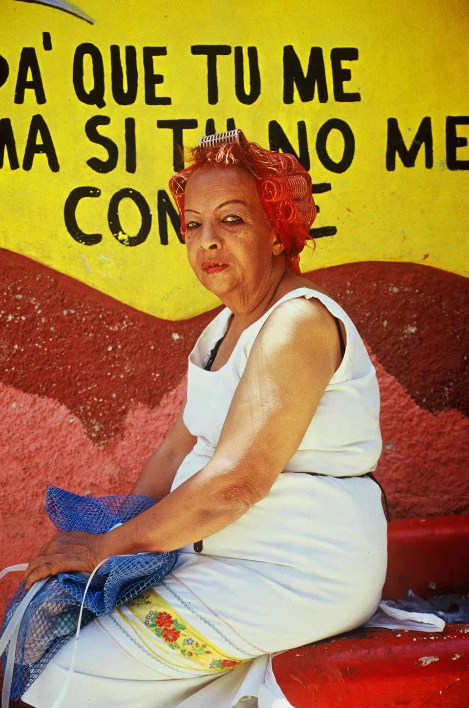 woman with curler, callejon de hamel , havanna, cuba 1999