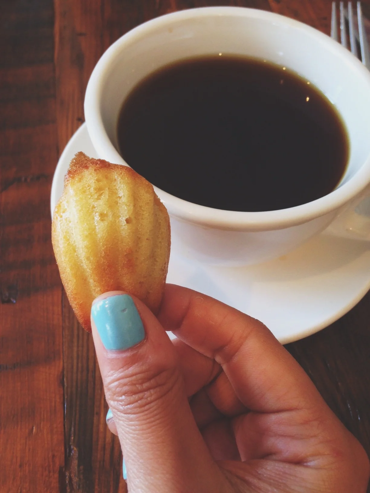 The world's cutest little madeleine served with my coffee also at Patisserie Florentine 