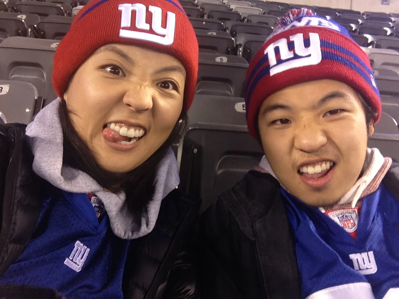 The brother and I at our first Giants game thanks to our friend S. 