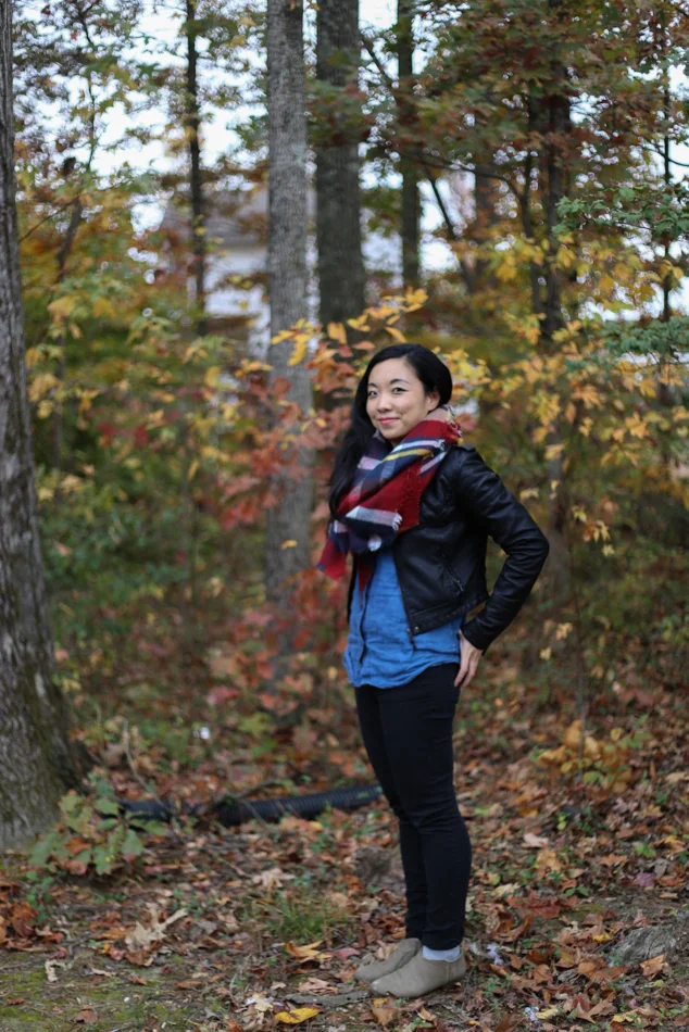 Shirt: Madewell, Jeans: Forever 21, Jacket and shoes: Target, Bag: thrifted, Scarf- Zara 
