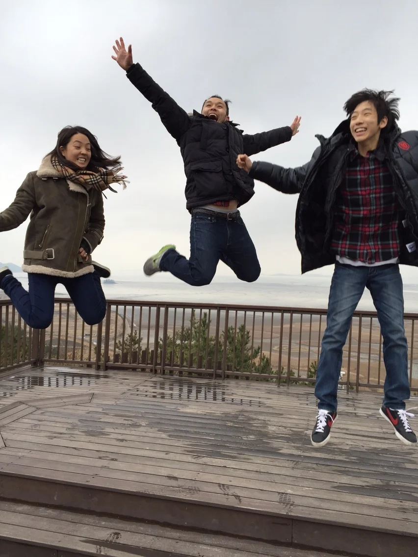 Jumping for joy because we made it to the top! 
