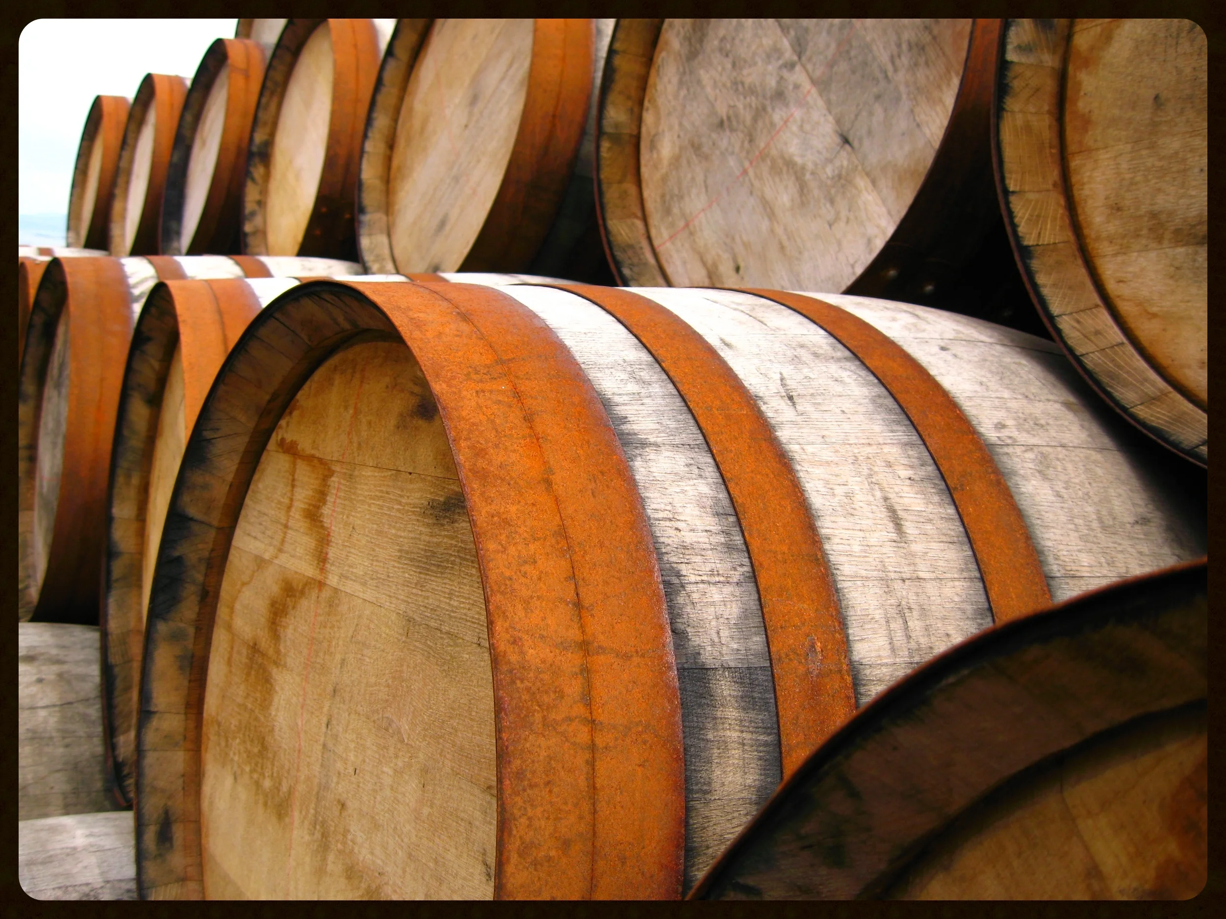 Casks waiting to be filled with new make spirit.