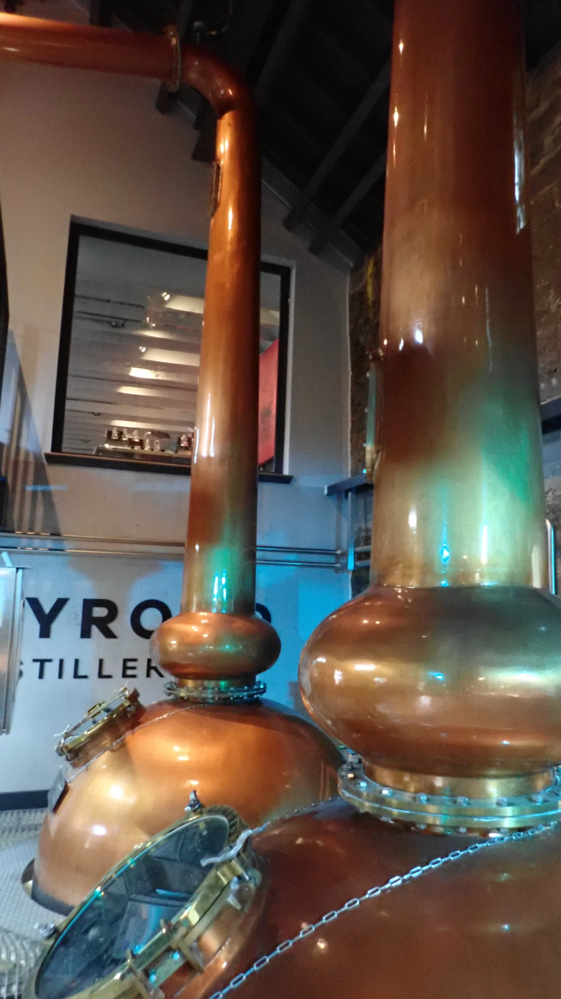 Tall, thin stills at the Holyrood Distillery.