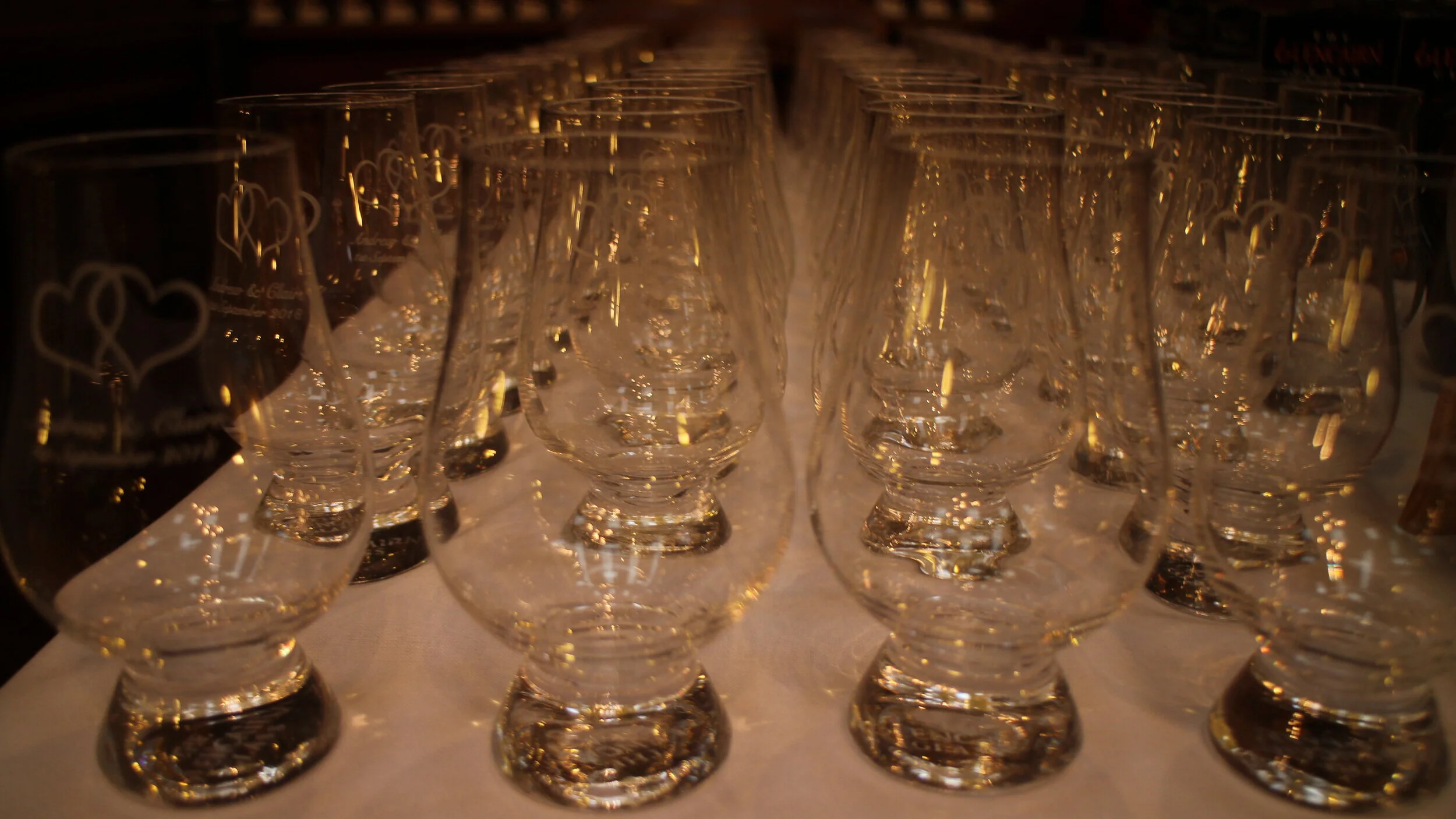 Engraved whisky glasses for weddings.