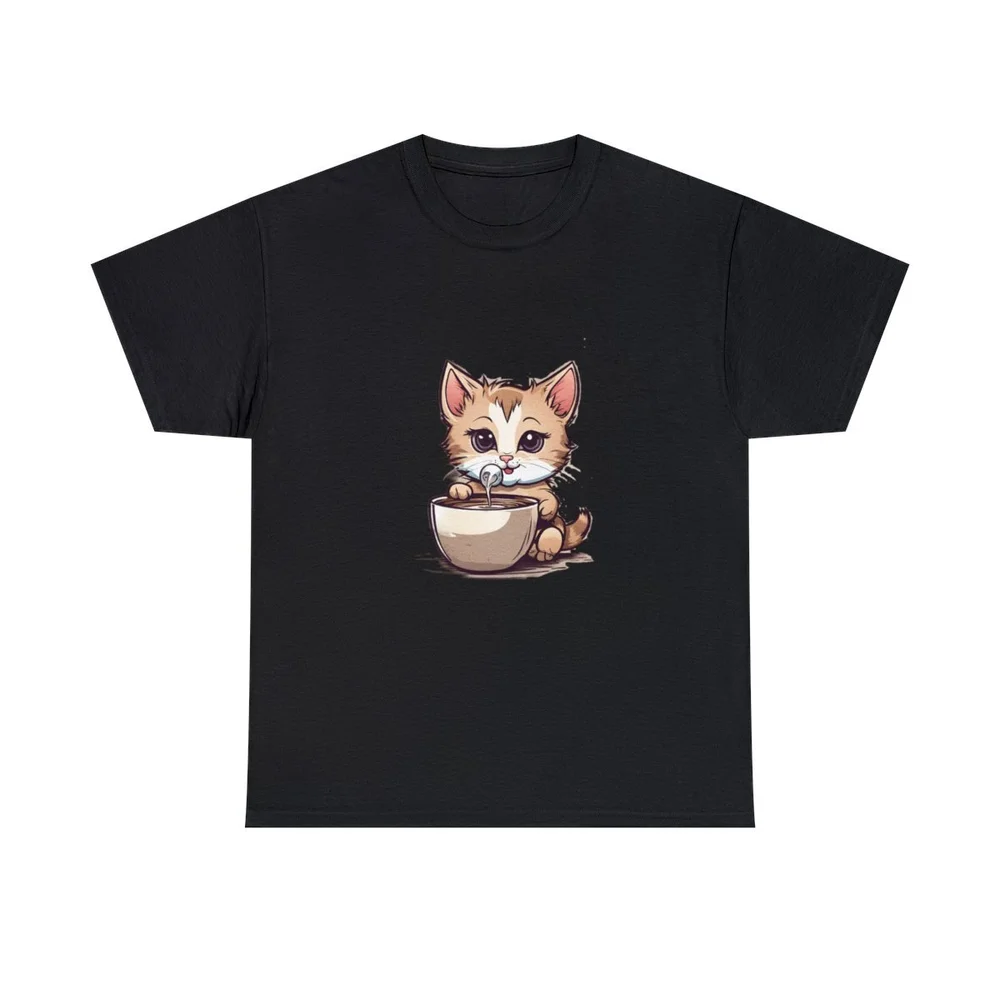 Kitten Drinking Coffee T-shirt — Cydney Cox