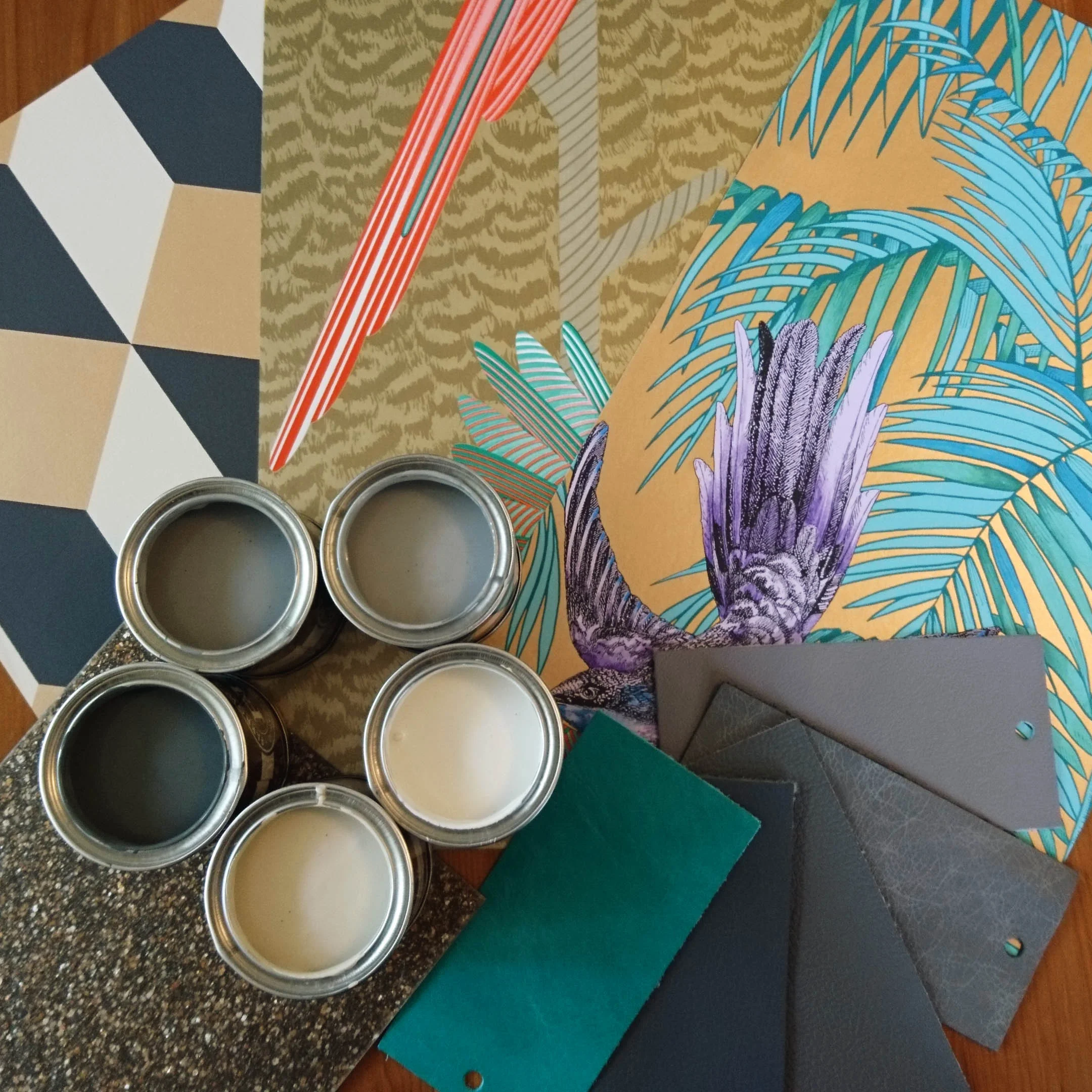 Collecting paint, wallpaper, flooring and leather upholstery samples for a client