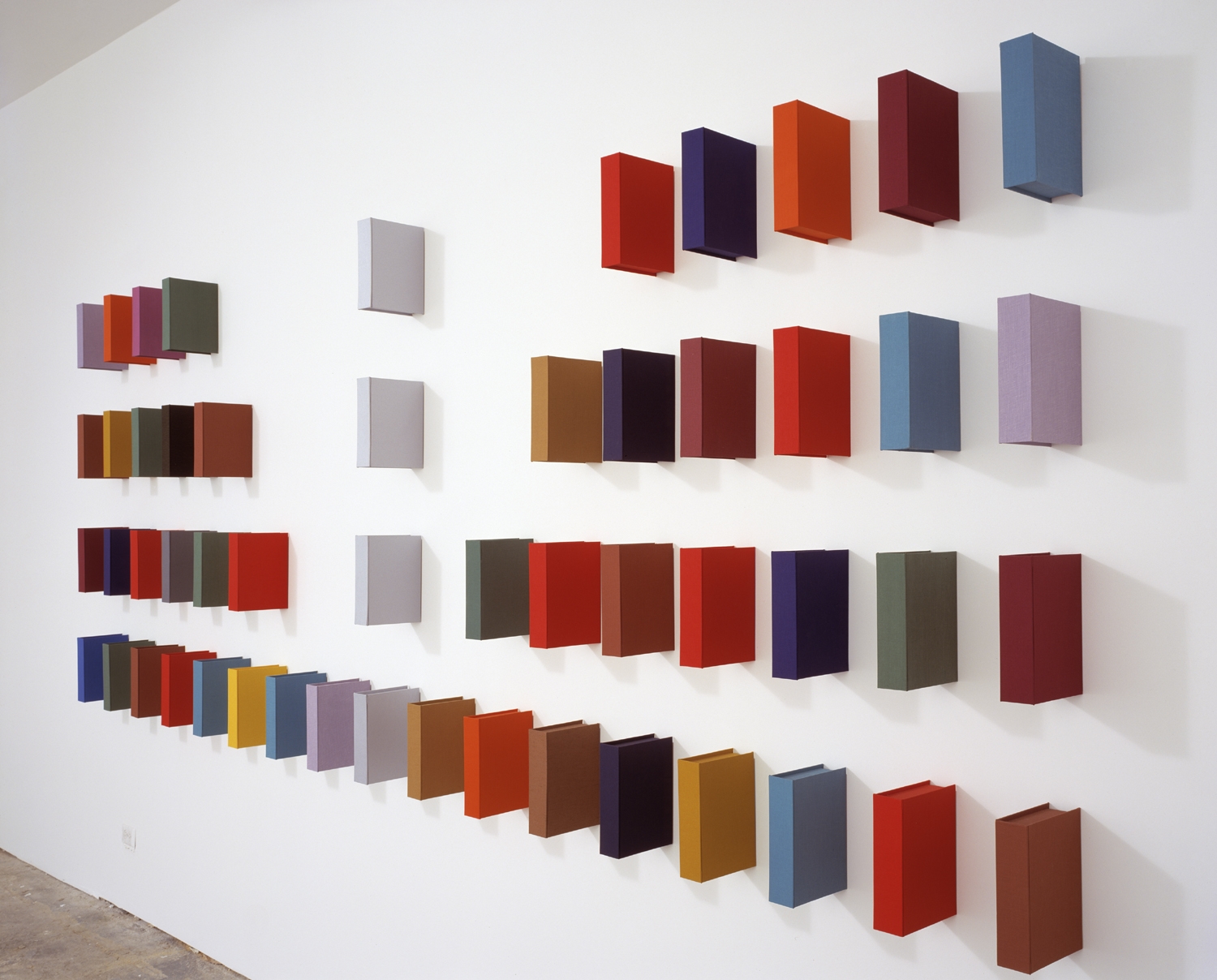 Love Theft Murder Betrayal (Mirrored); Bookbinding Board, Fabric and Wood; Dimensions Variable; 2003