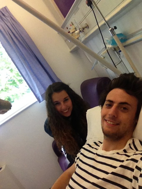 Before my biopsy prior to being diagnosed, with my girlfriend Alice by my side