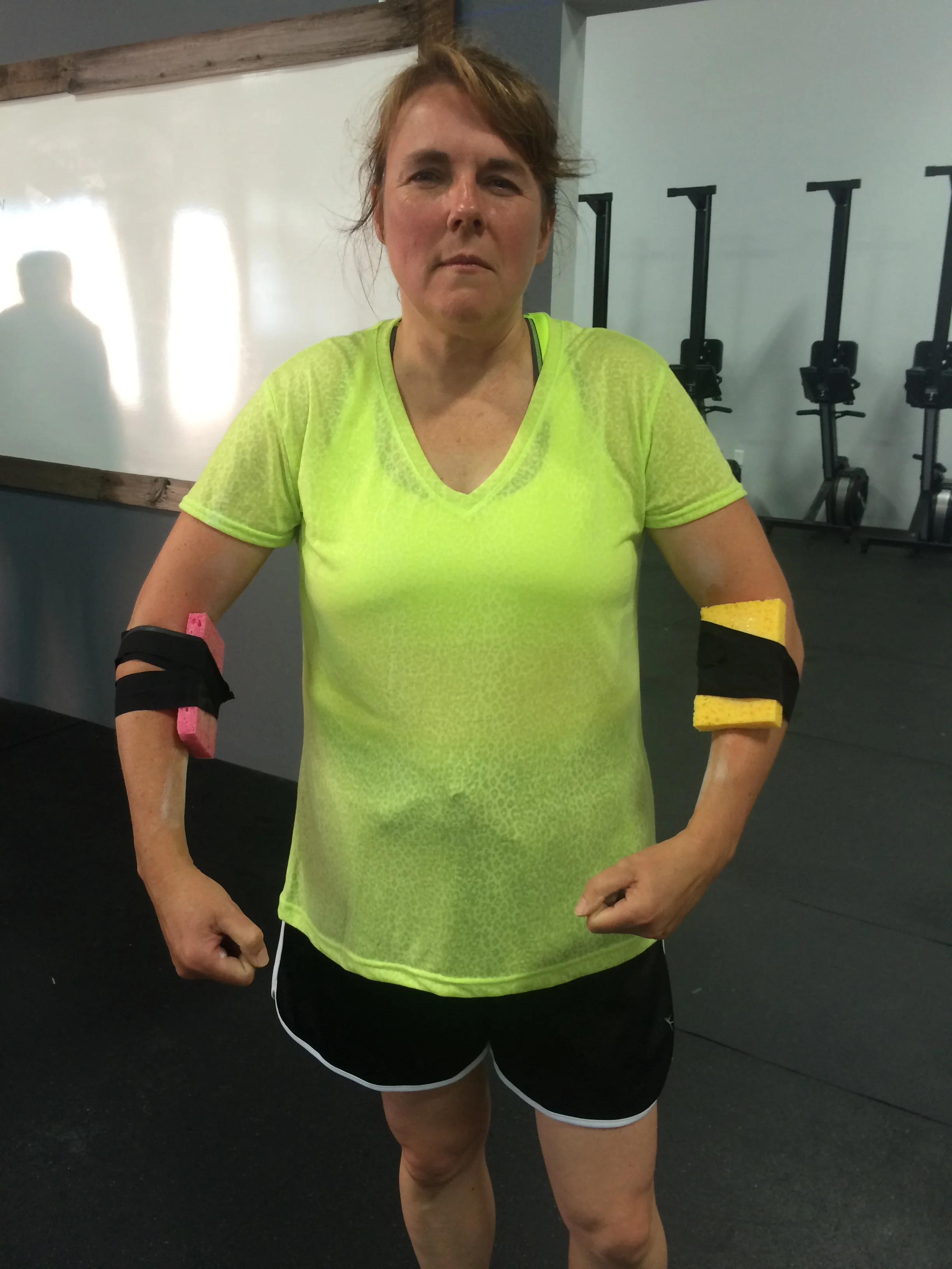 Don't mess with Kathleen! Her forearms were a bit swollen after Yoke Zercher Carries. It was worth it. 335#