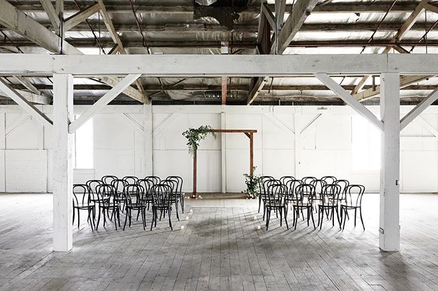 Images of our Black Bentwoods + Timber Arch for a ceremony set up at the new @gatherandtailor dream space ๐