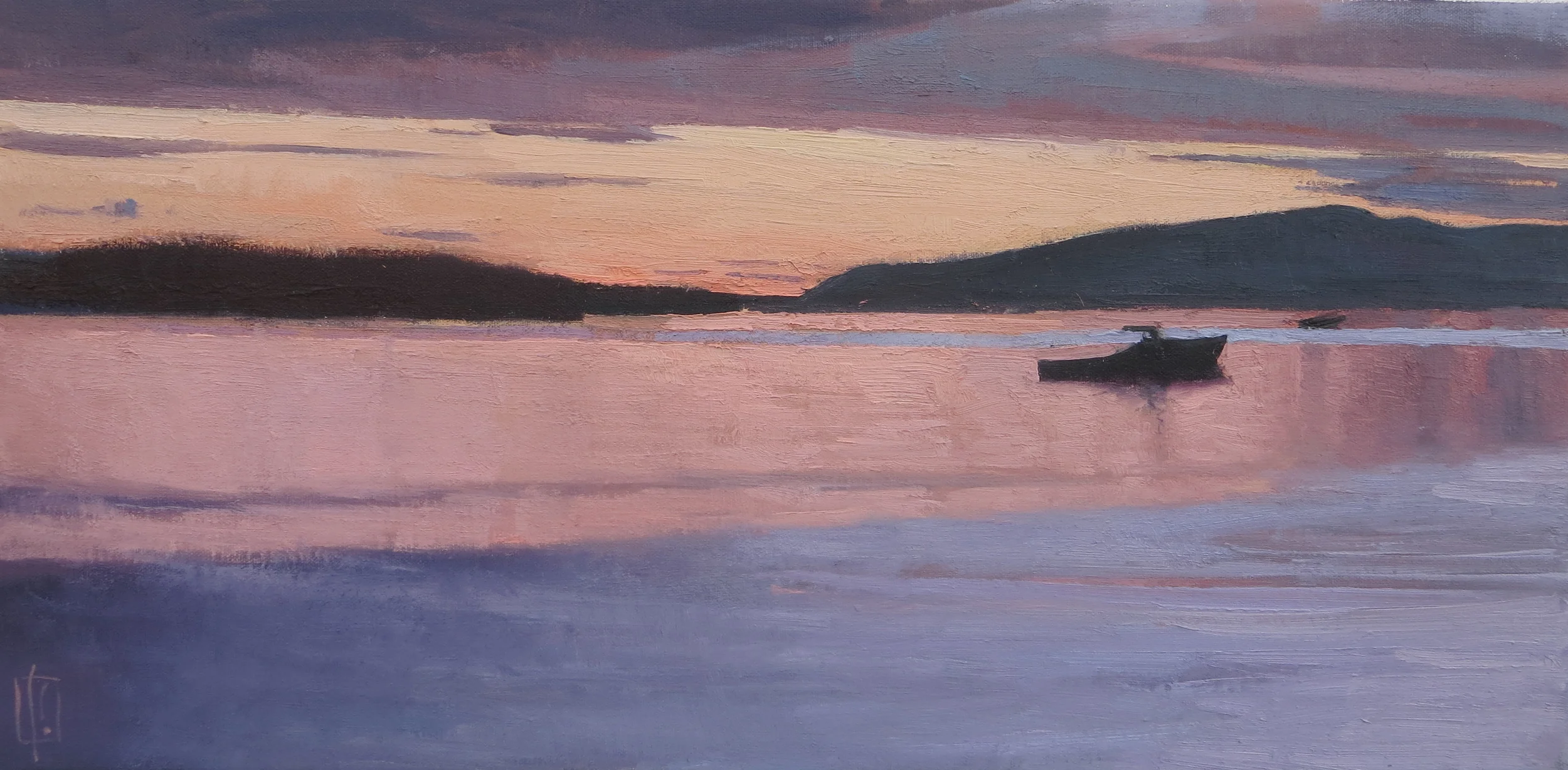 Gold, Rose, Plum 12 x 24 oil on linen sold