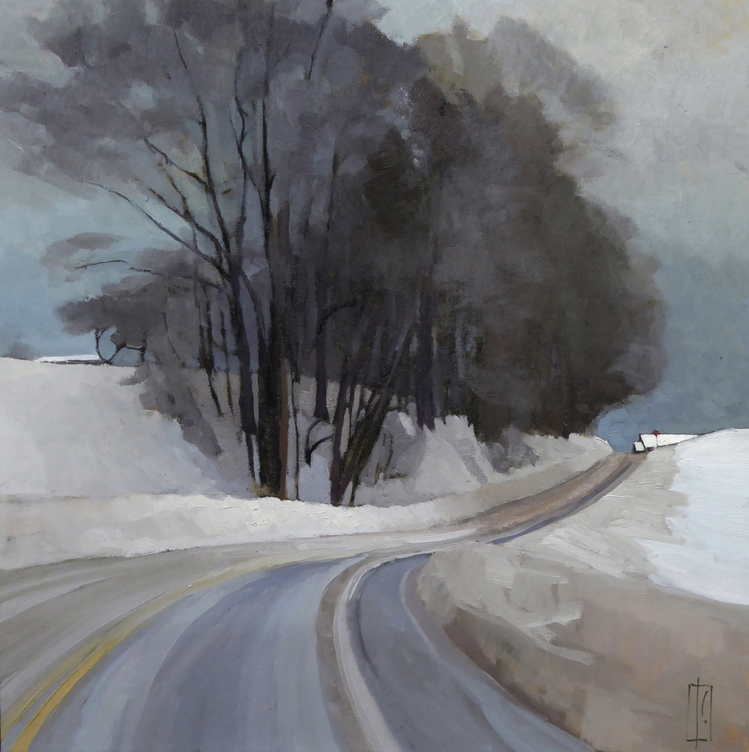   Road in Winter  oil on linen 30 x 30  sold 