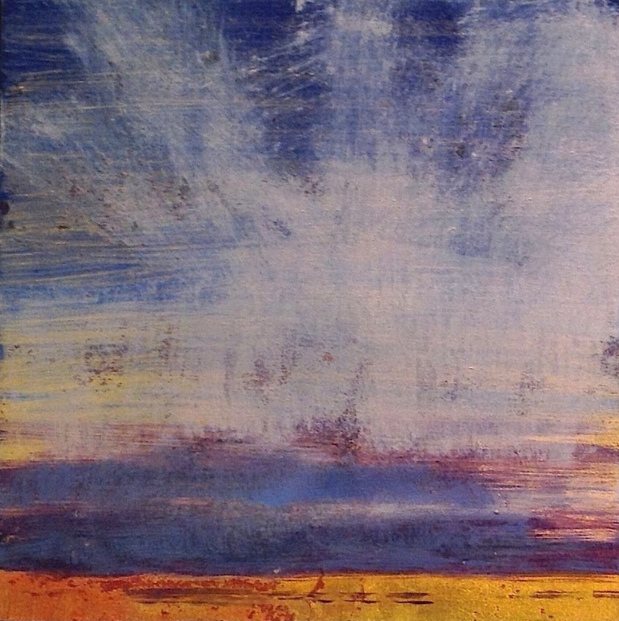 Under a Cloud 5 x 5 oil and gold on wood panel sold