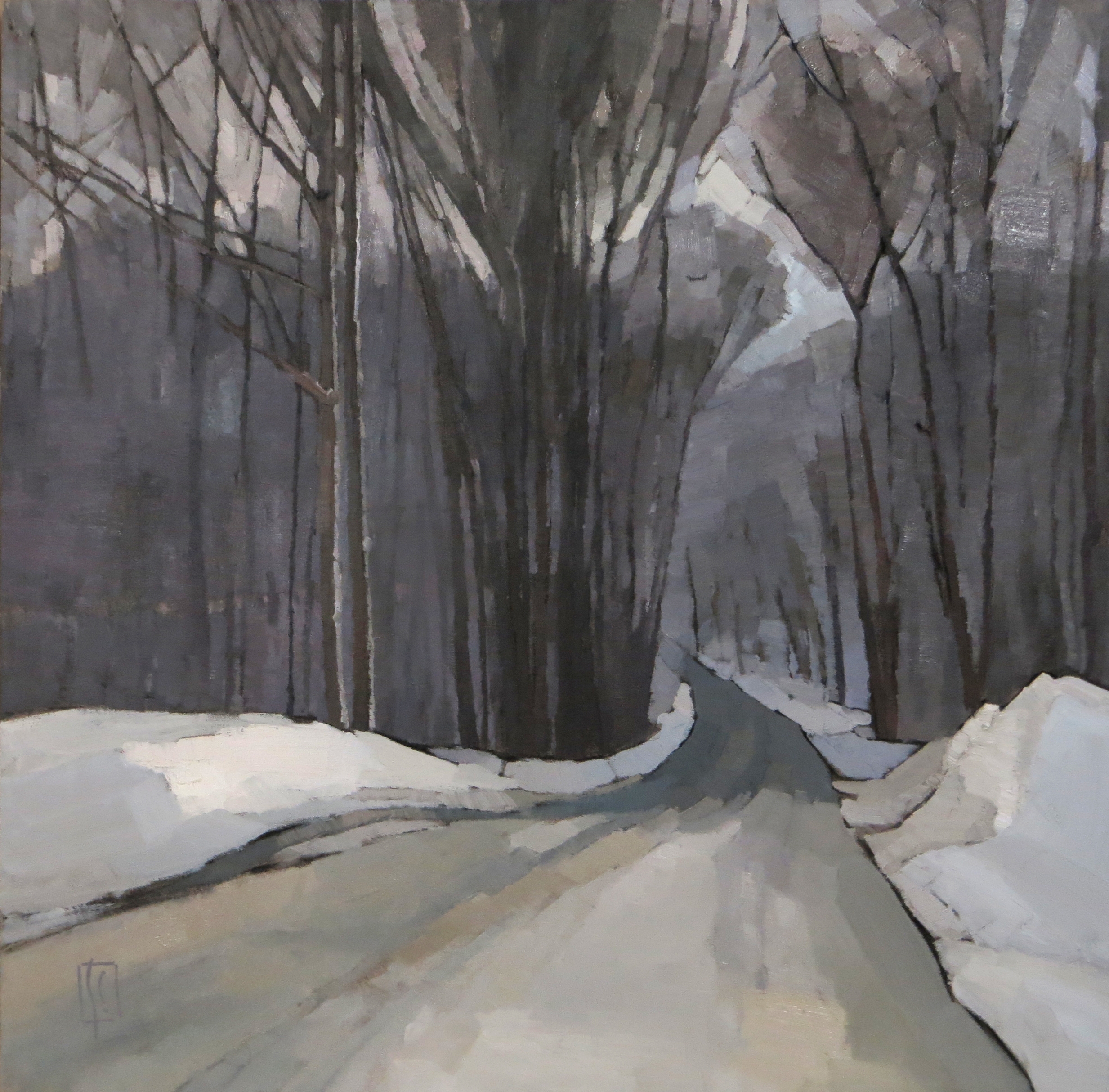   Winter Woods  23.5 x 23.5 oil on linen  First Prize Oil Painting Newburyport Art Association Winter Juried Show Karen Haas Juror, &nbsp;Curator MFA  sold    