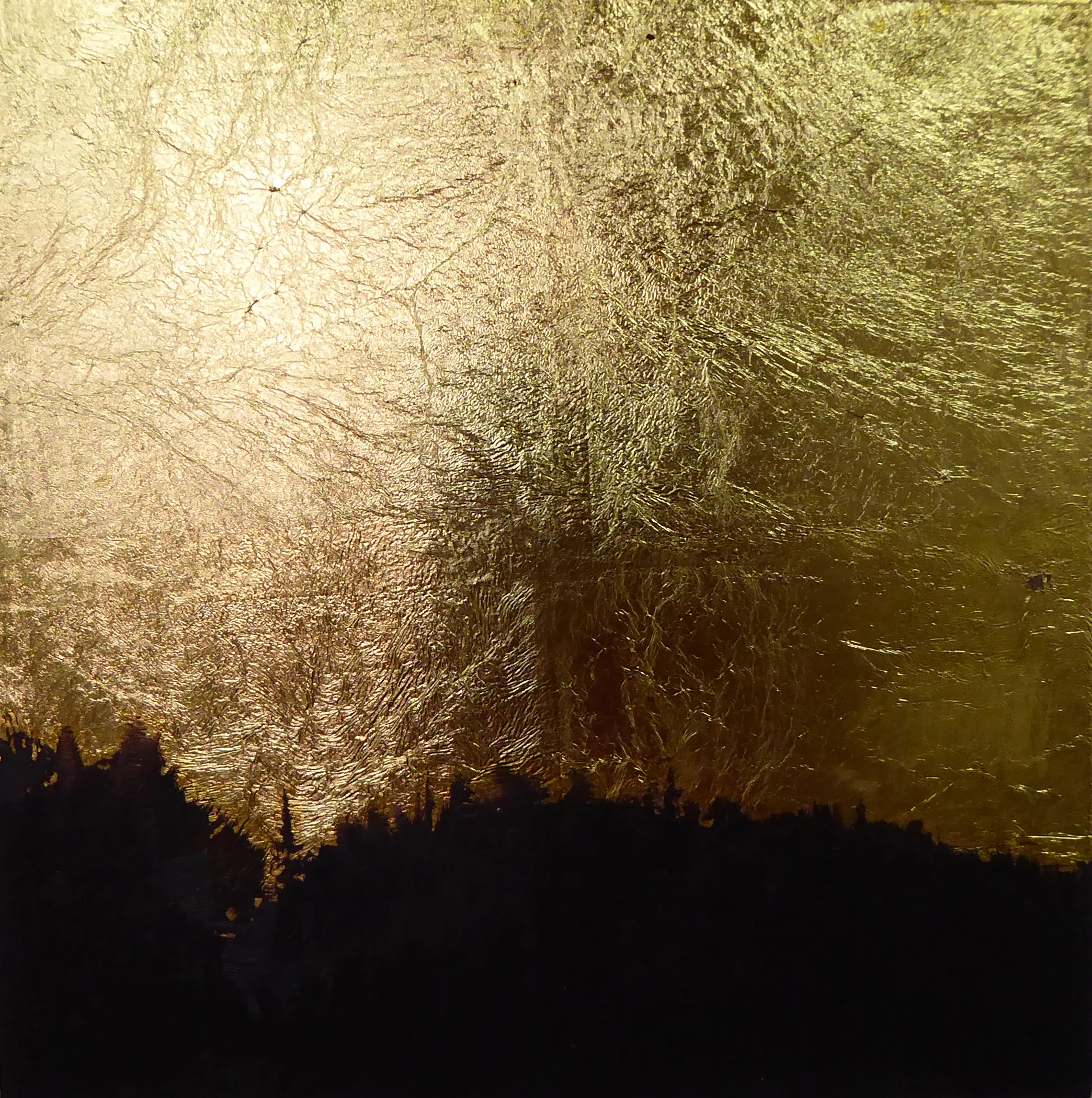 Treeline II oil on 23K gilded wood panel 6 x 6 sold