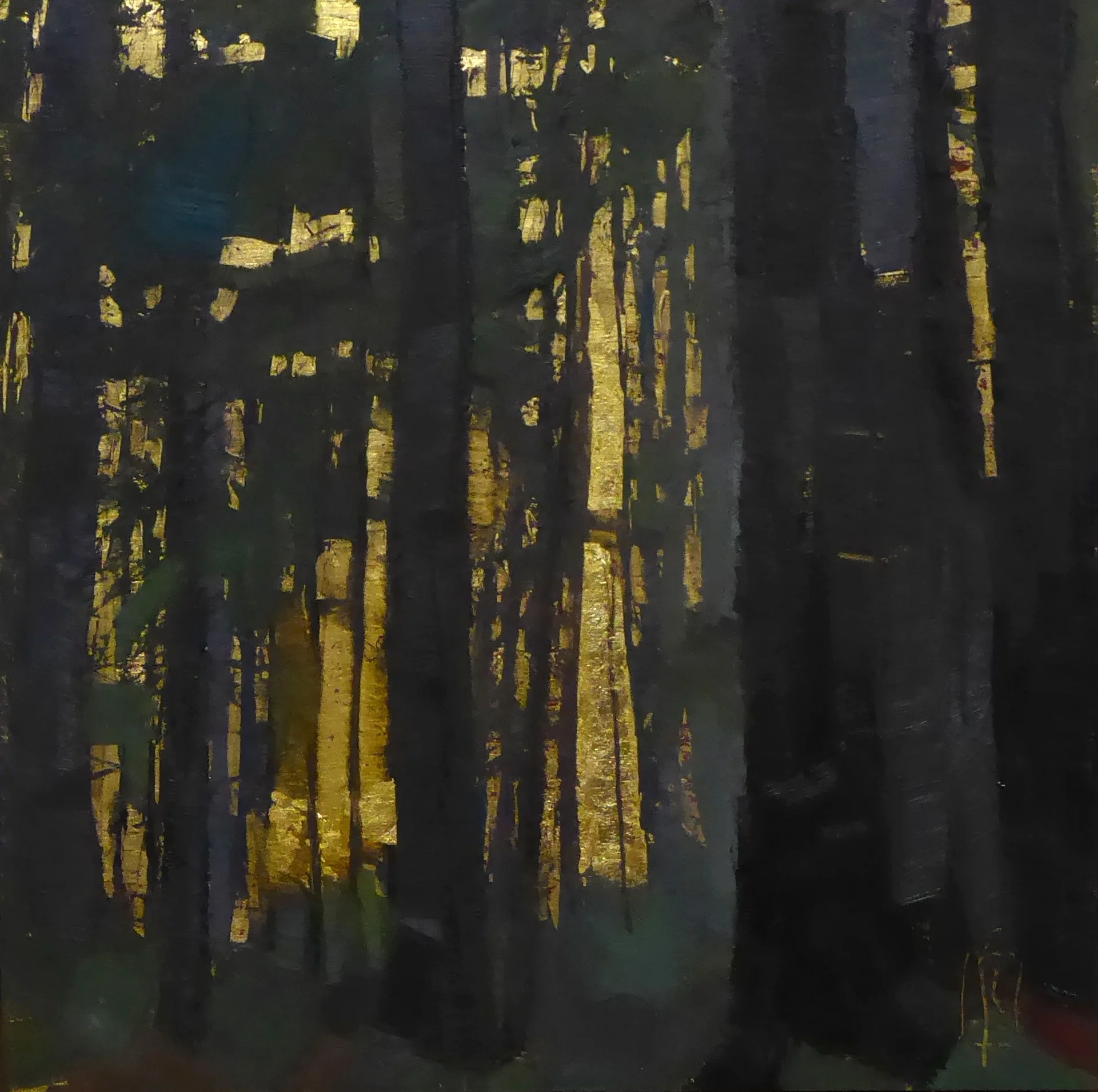 Woods 12 x12 oil on gilded wood panel Islesford Artists Gallery sold