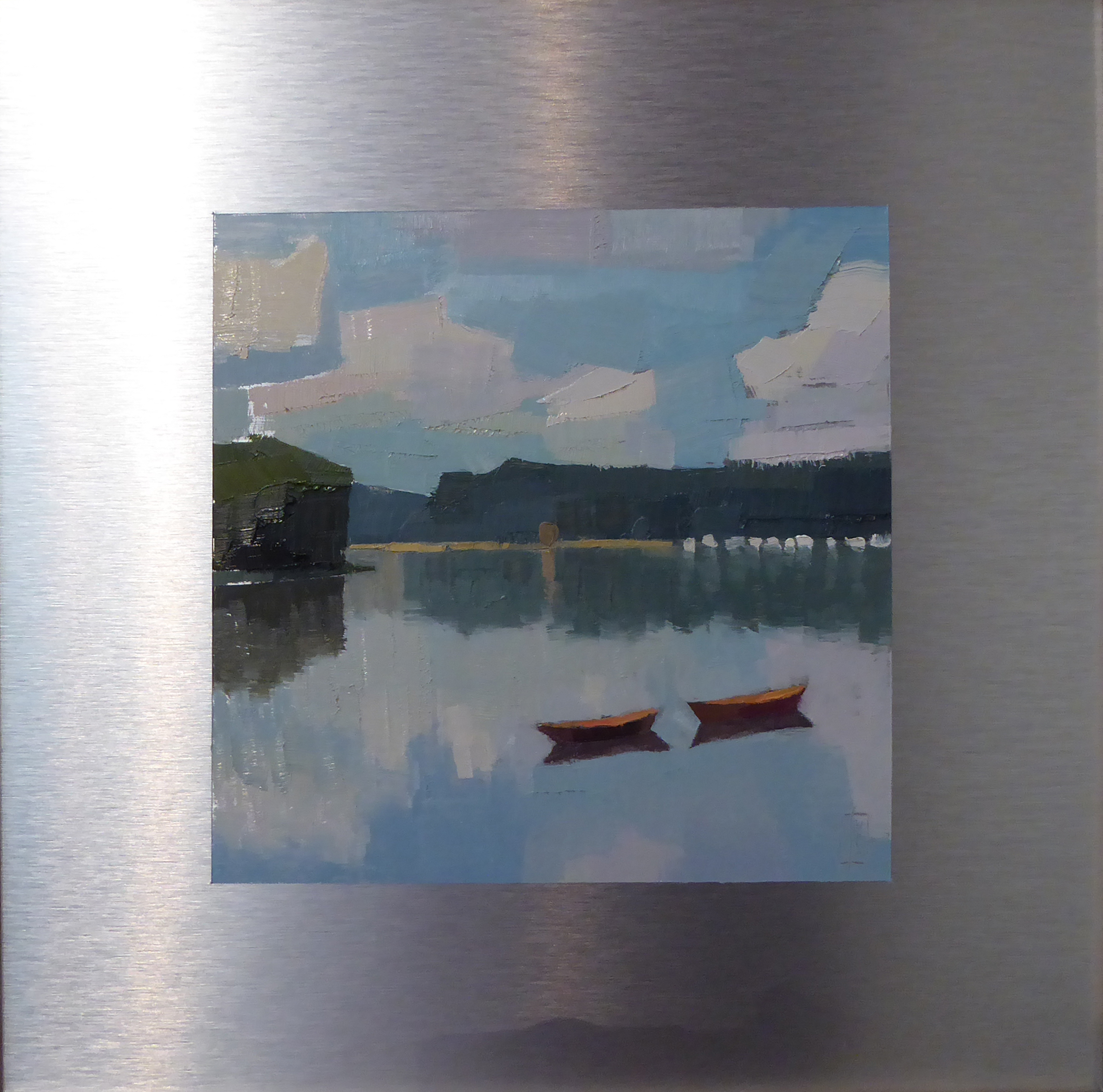   Two Dories  7 x 7 image on 12 x 12 panel  sold 