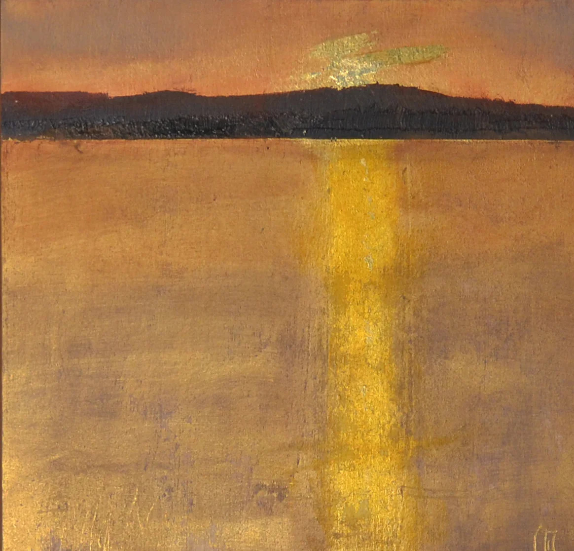 NIghtfall 6 x 6 oil and 23K gold on gilded panel sold
