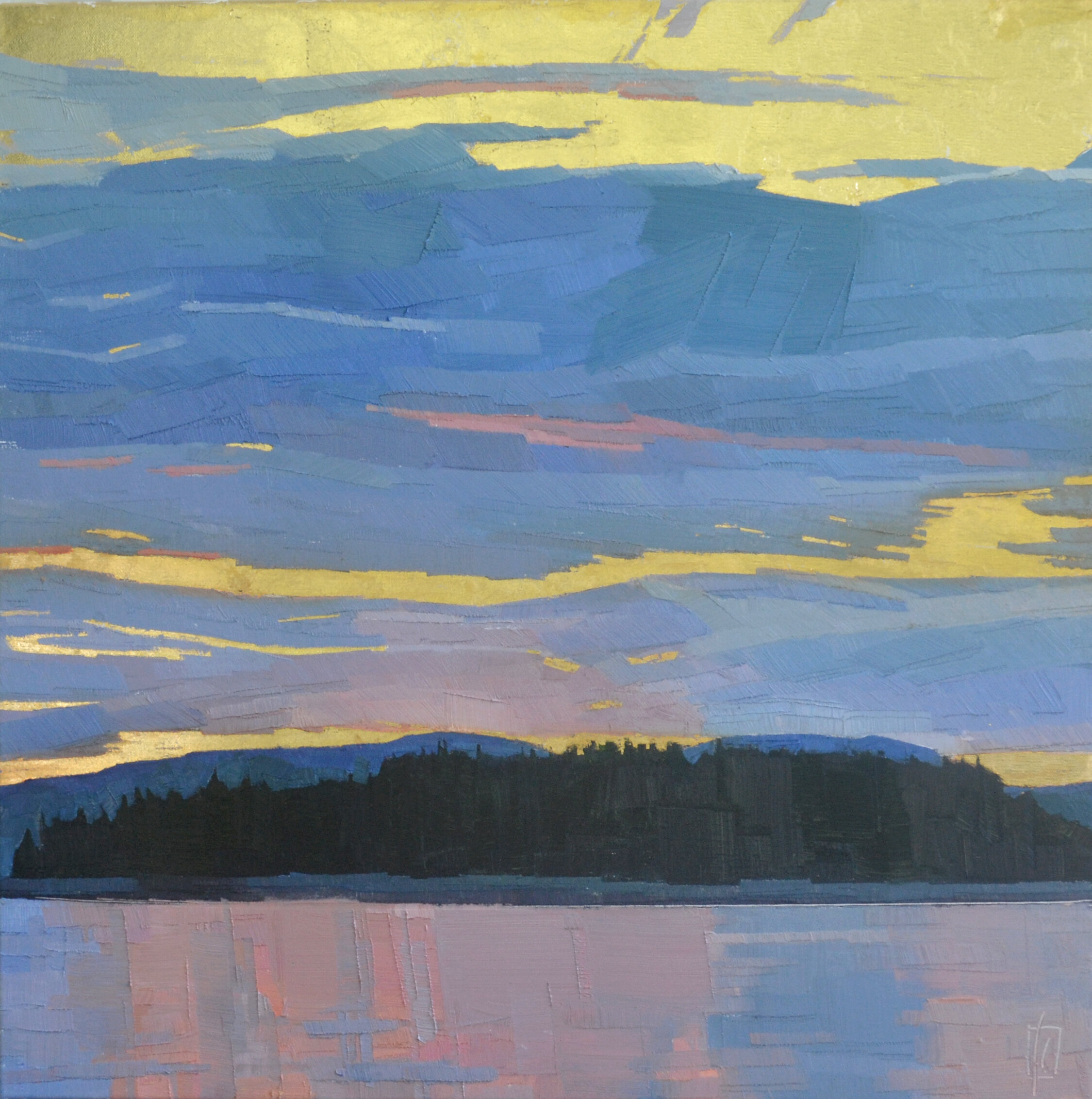   Good Night Bear Island  18 x 18 oil and 24K gold on panel  sold  NW Barrett Gallery  