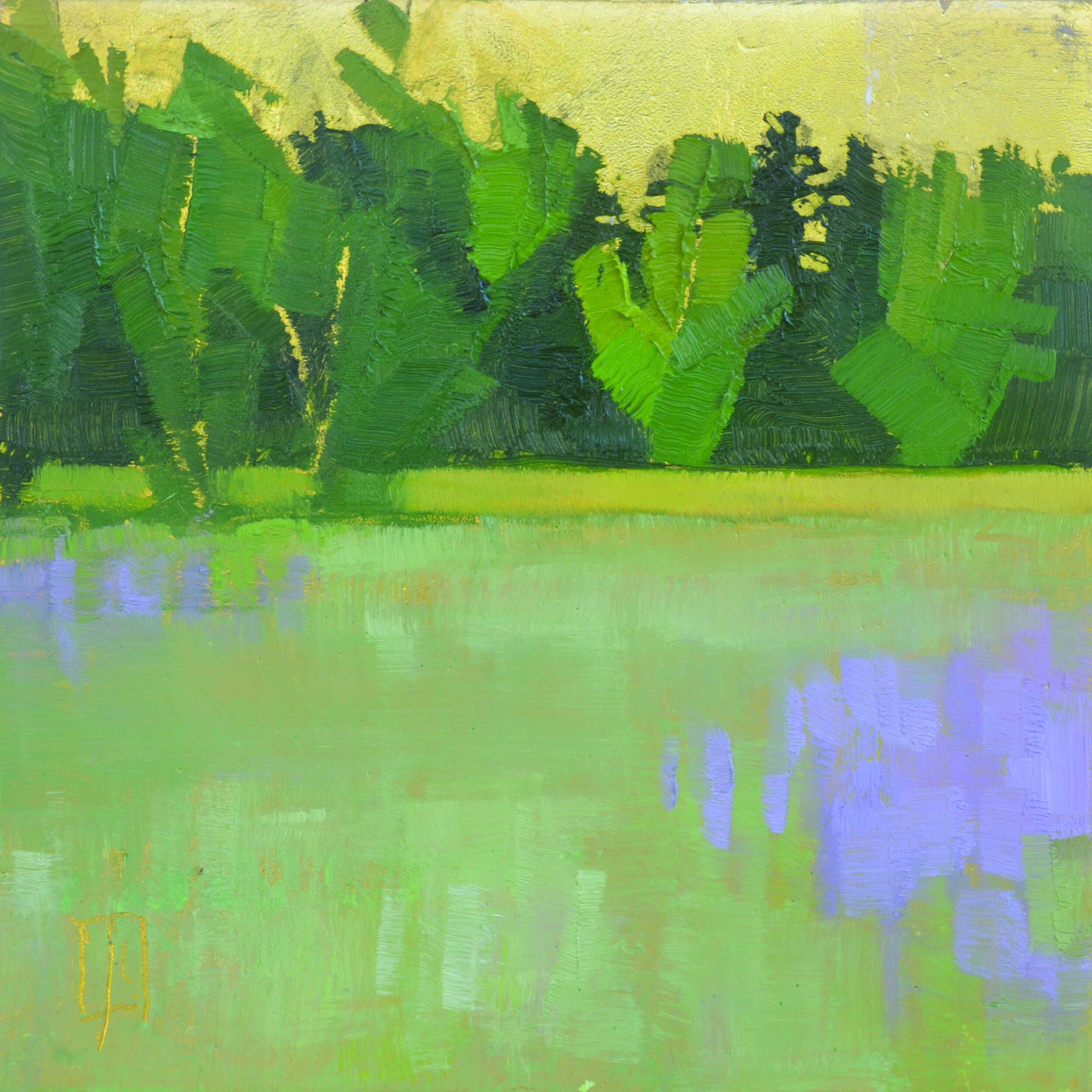   Lupine Field I  4 x 4 oil, gold on wood  sold   