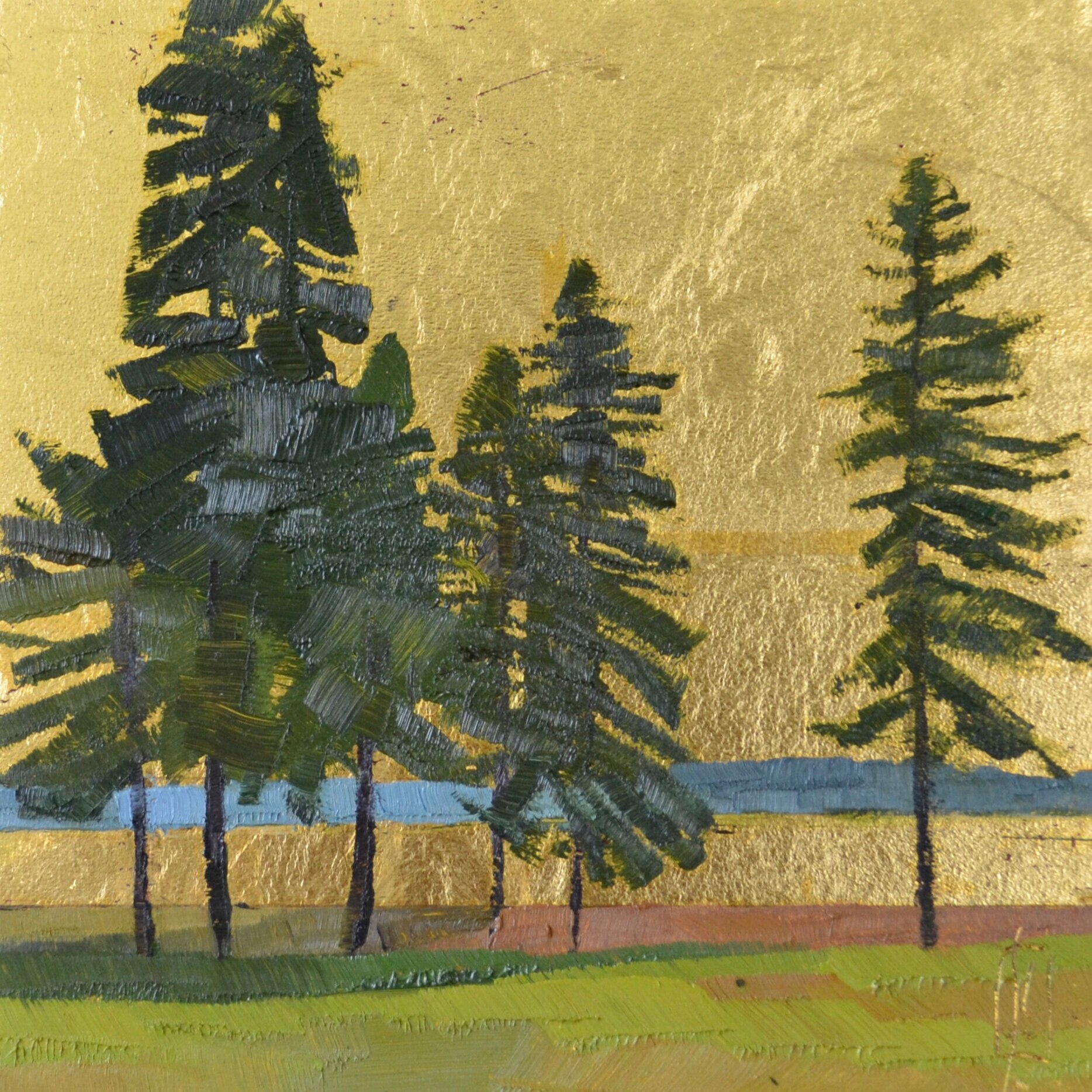   Thompson Island  6 x 6 oil and 24k gold  Islesford Artists Gallery  sold 