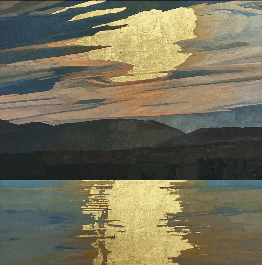   Big Old Sun  30 x 30 oil and 24K gold on cradled wood panel  sold  Alpers Fine Art, Rockport 