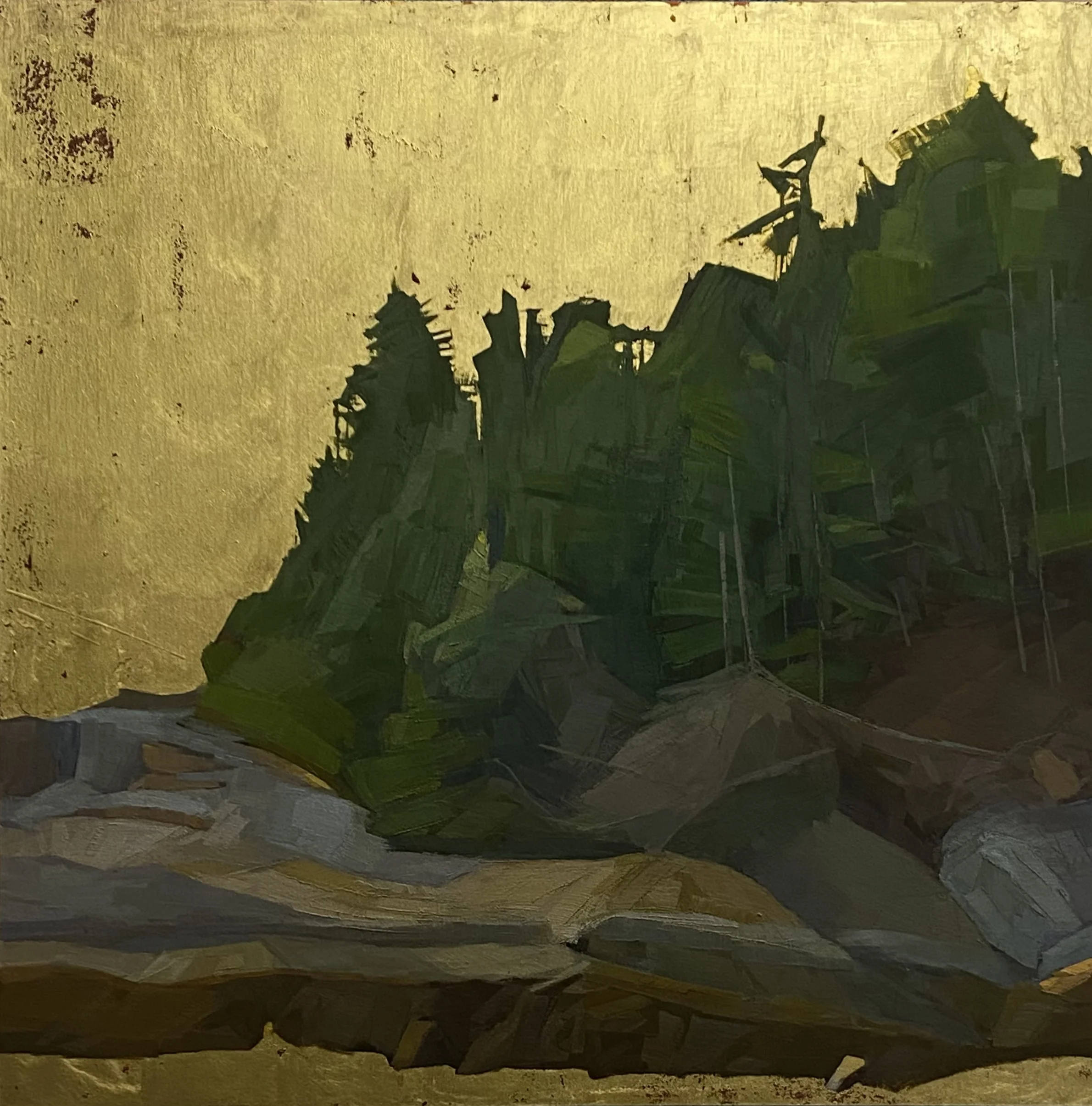   Little Hunters Beach   24 × 24 oil, 24k gold on cradled wood panel 