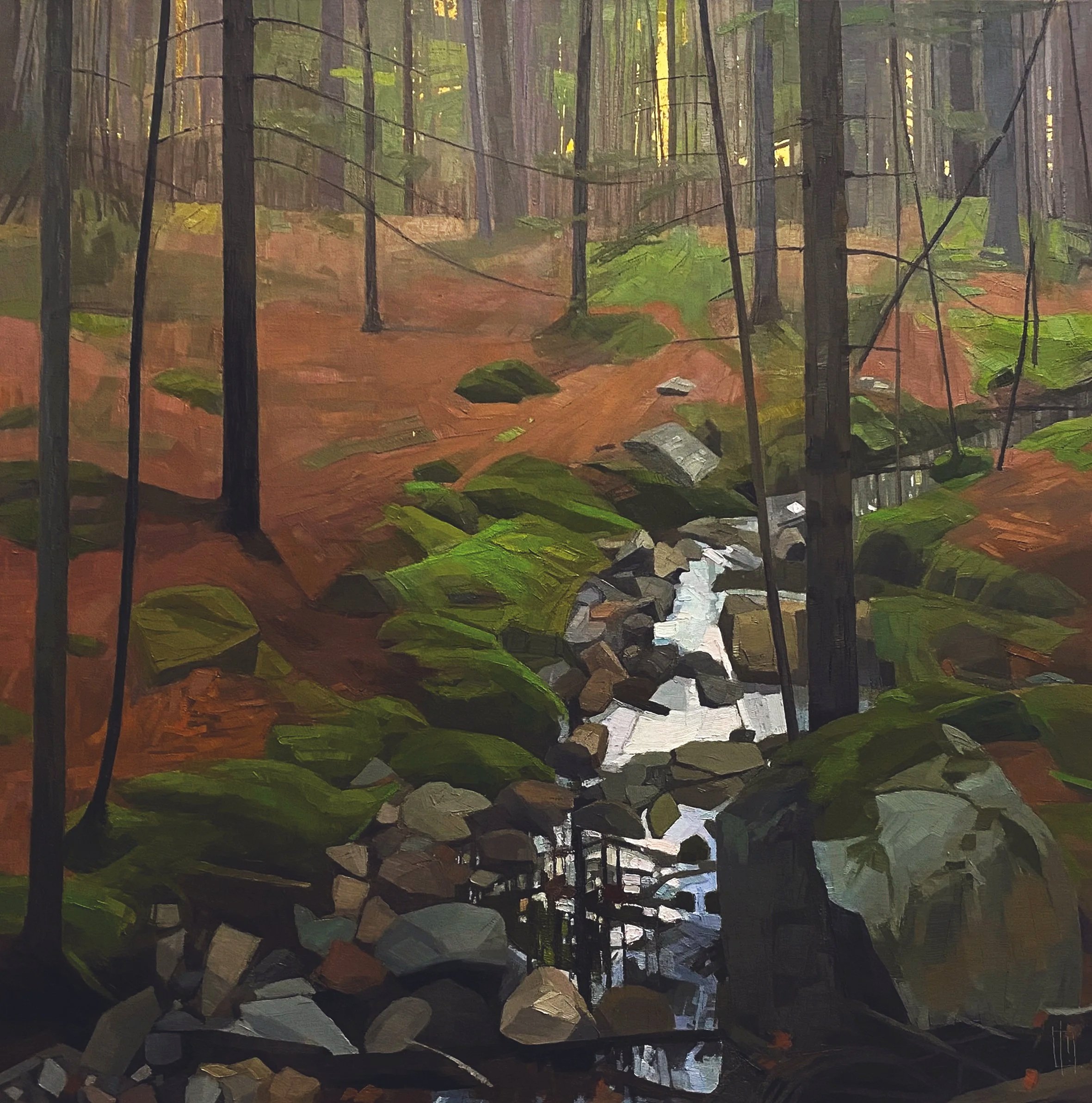   Mossy Brook  30 × 30 oil on cradled wood panel  sold 