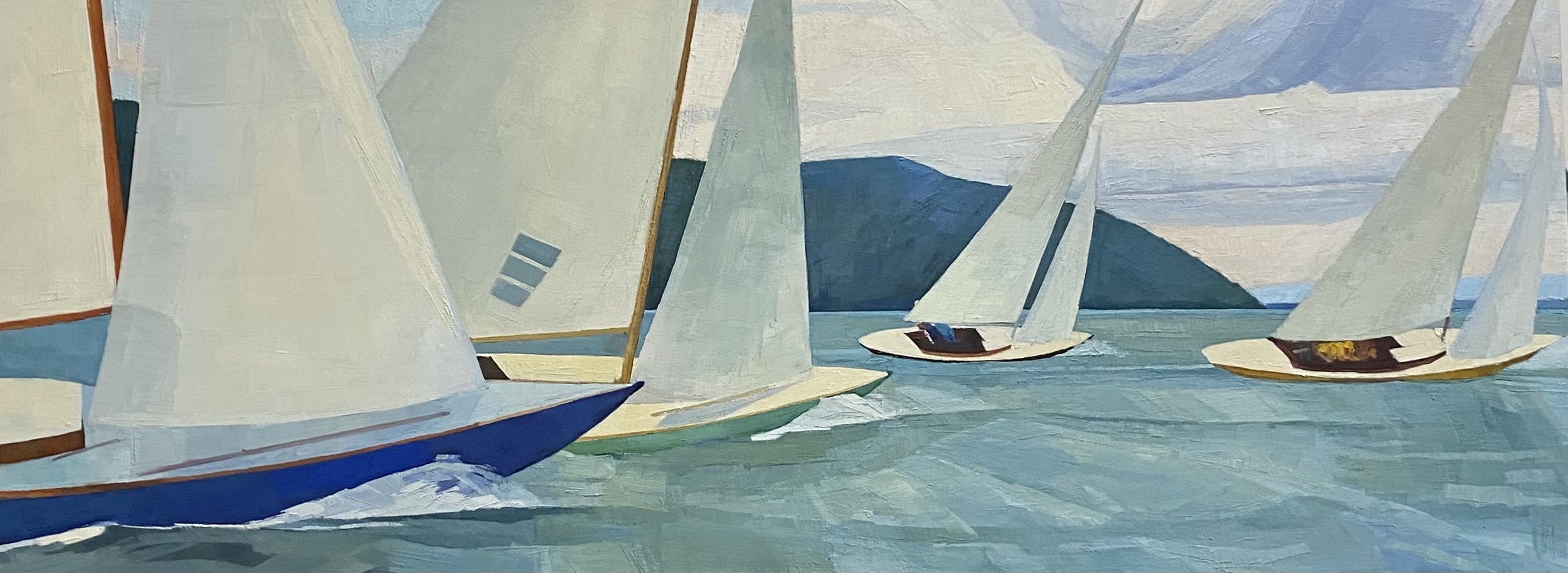   At the Start  48 × 28 oil on cradled wood panel       