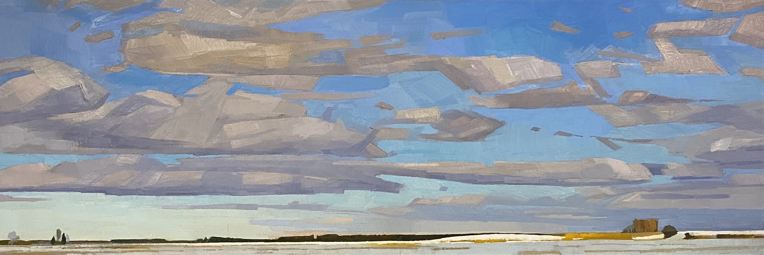   Sun on Snow   36 × 12 oil on cradled wood panel 