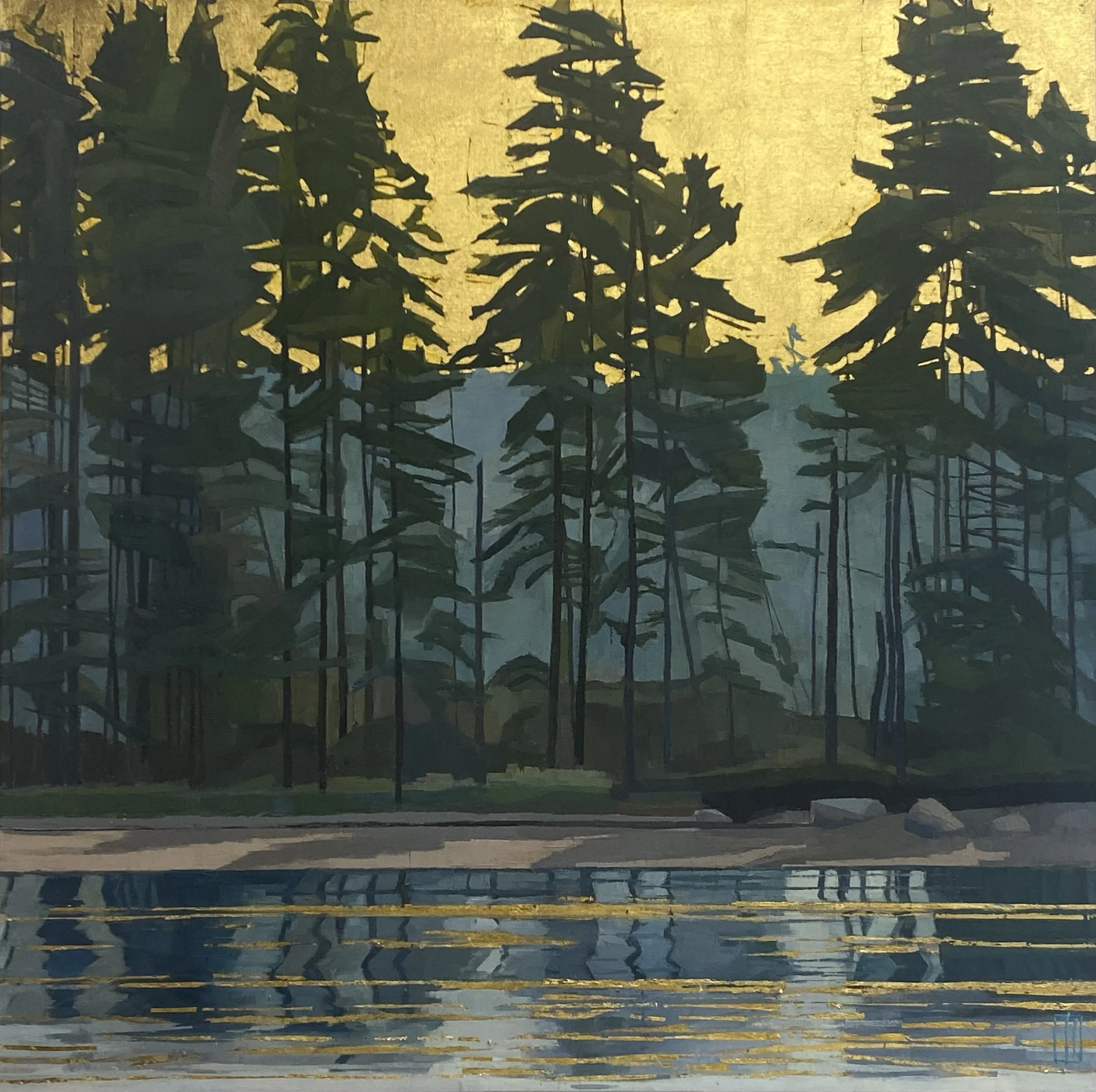   Ocean Streaming  30 × 30 oil and 24k gold on linen 