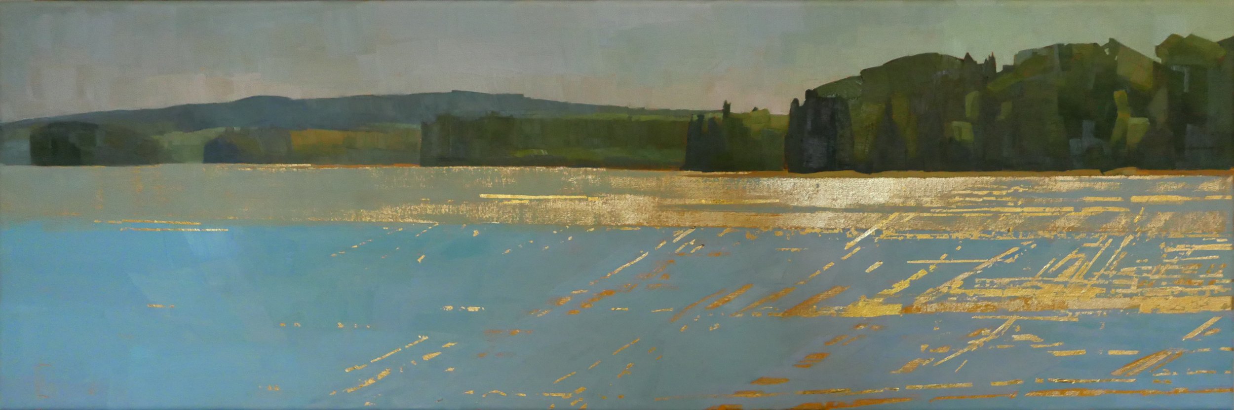   Slanted  36 × 12 oil, gold on canvas 