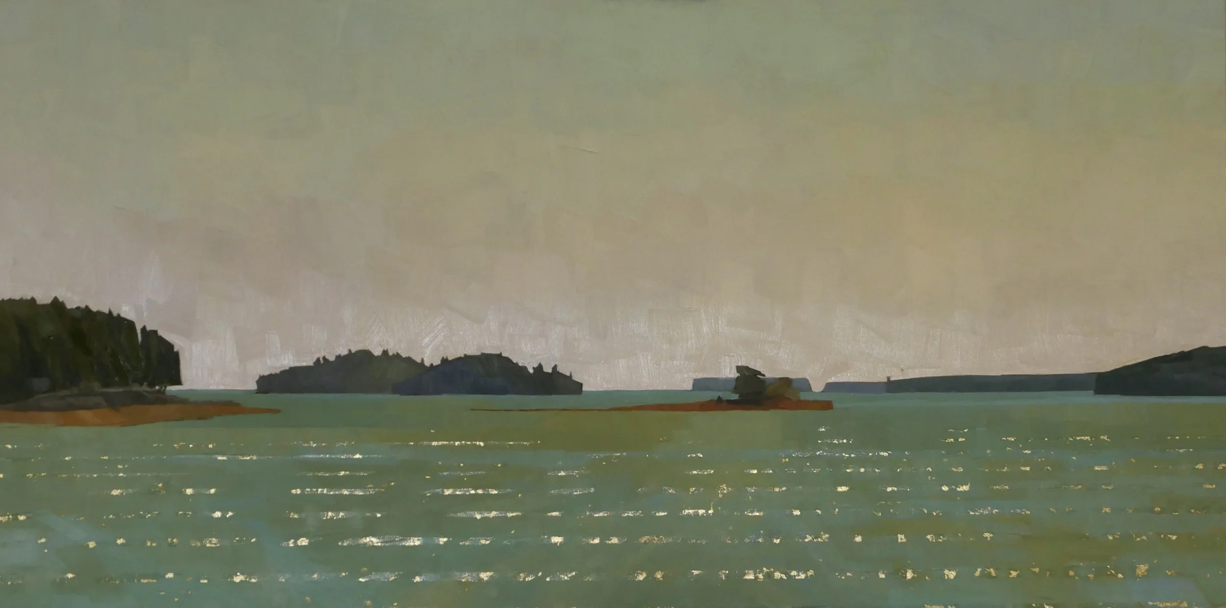   Aquamarine  36 × 18 oil, gold on cradled wood panel  Islesford Artists Gallery 