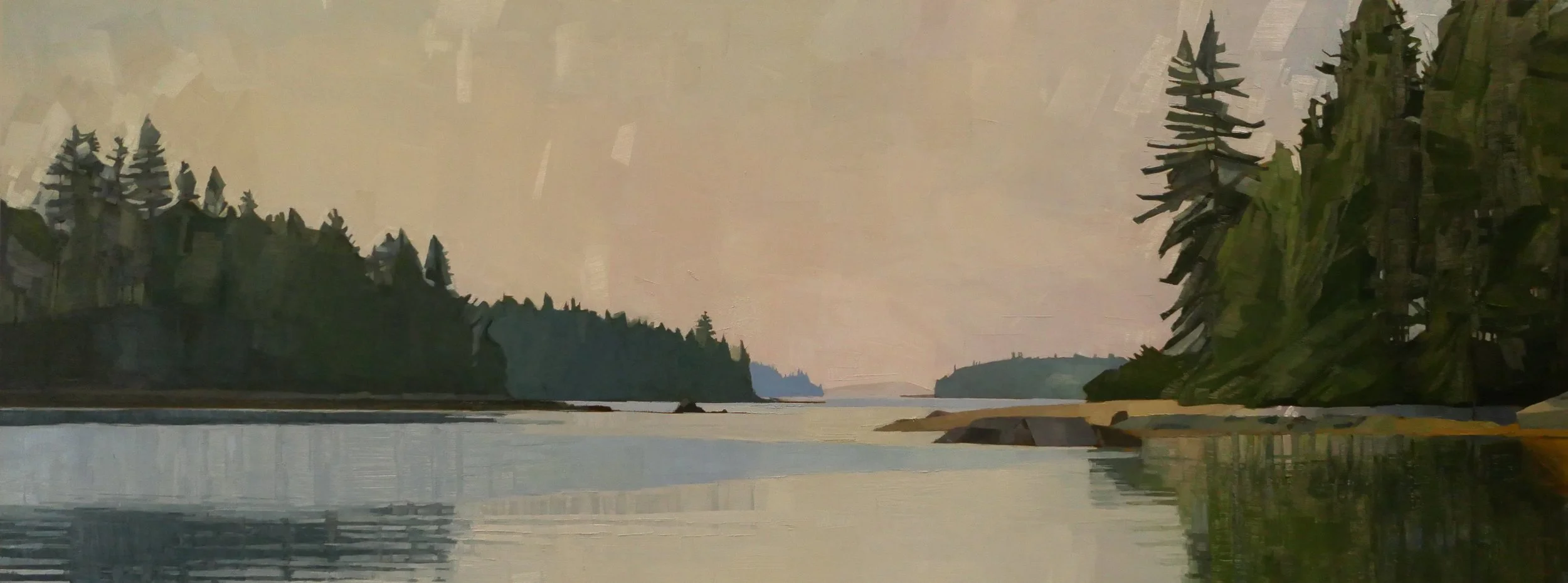   Passing Through  48 × 18 Oil on cradled wood panel  Islesford Artists Gallery 