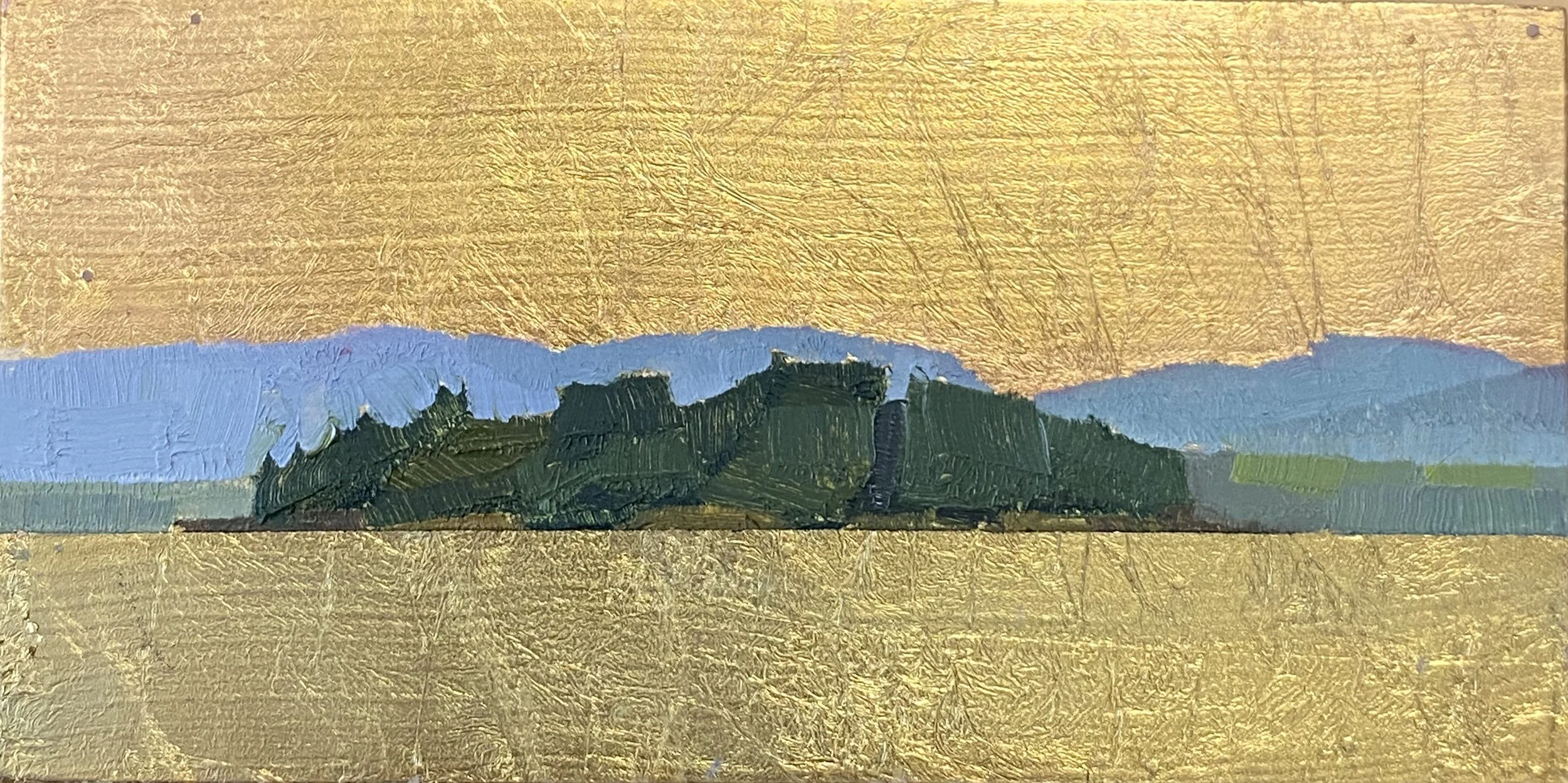   Pinkgreengold  6 × 3 oil, 24k gold on cradled wood panel 