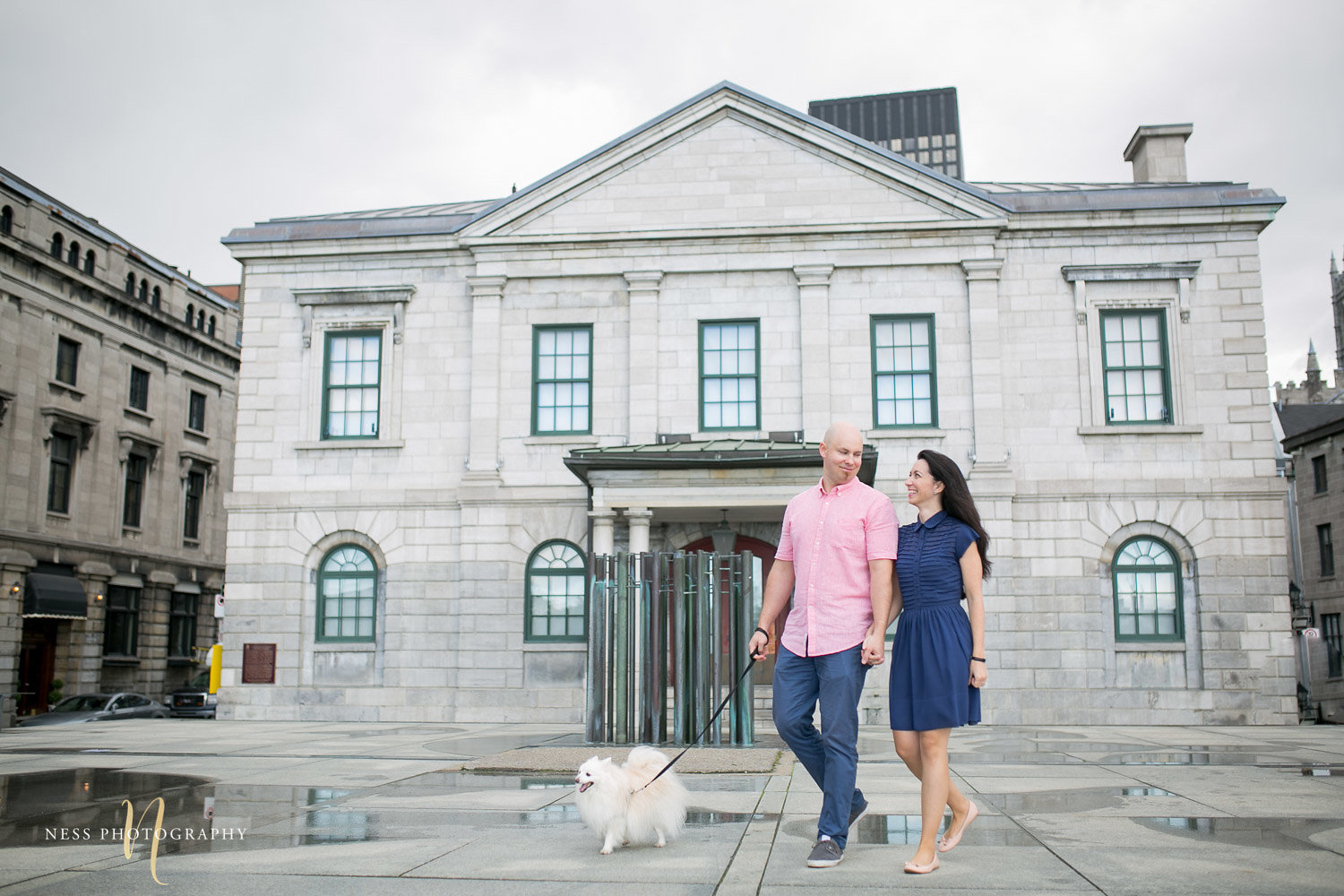 Adelina & Dan Engagement Photos Old Port Montreal with white dog By Ness Photography Wedding and Engagement Photographer 119.jpg
