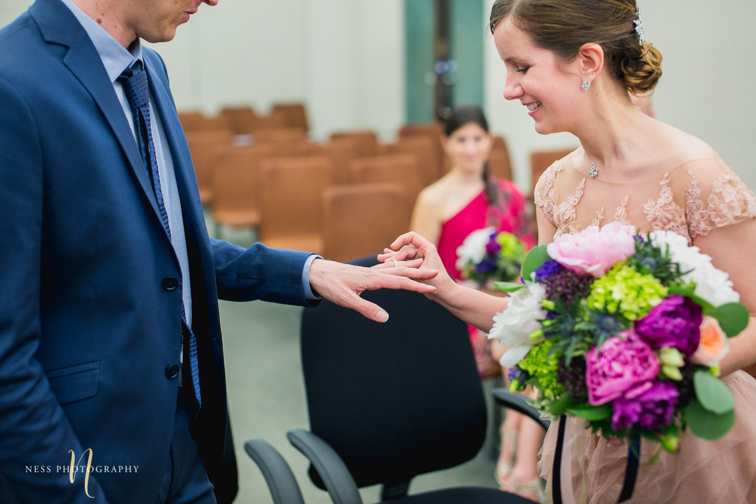 Montreal elopement ring exchange at palais de justice