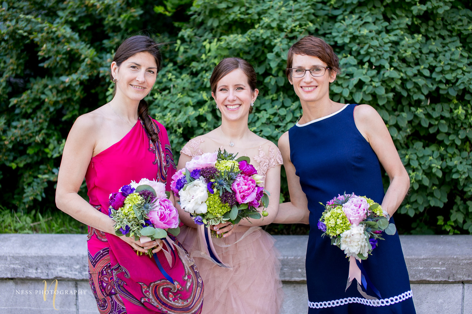 bridesmaids during montreal elopement in old port