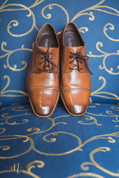 groom brown leather shoes at Wedding at Forest and Stream club by Ness Photography