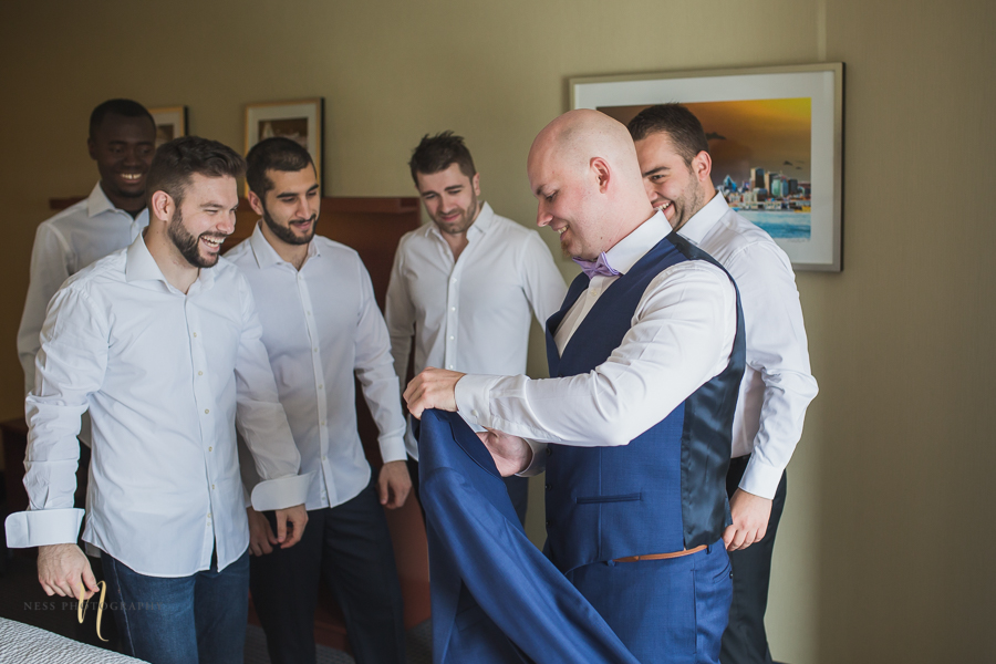 groom getting readt at Wedding at Forest and Stream club by Ness Photography