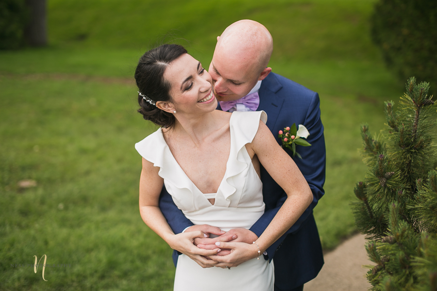 bride and groom portrait at wedding at Wedding at Forest and Stream club by Ness Photography