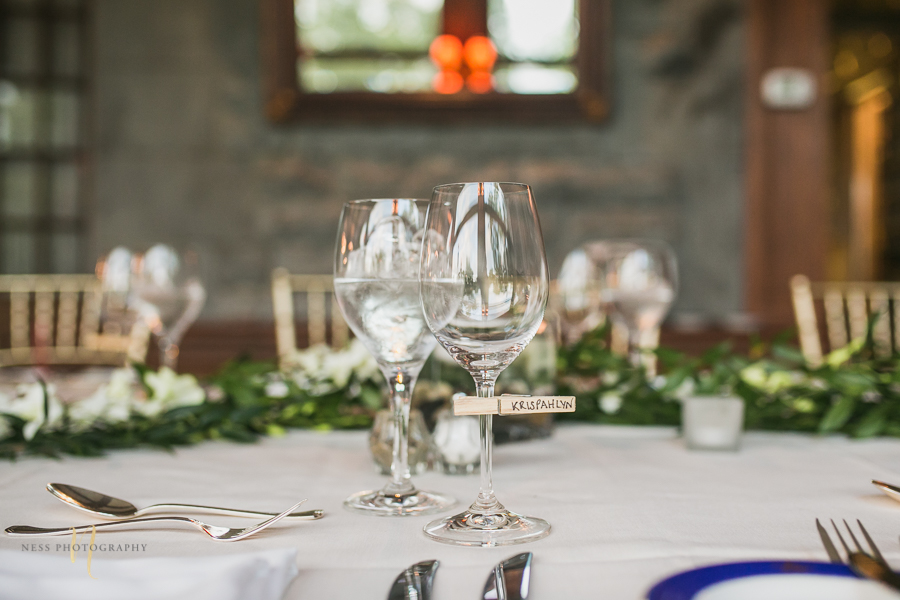 cloth pin name card at at Forest and Stream club wedding  by Ness Photography