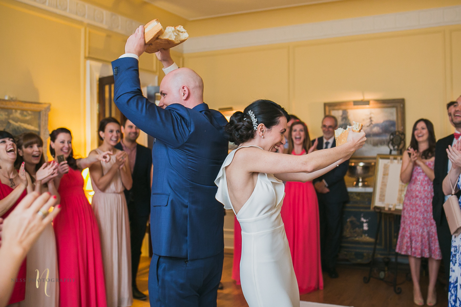 bread breaking tradition at bulgarian wedding at at Forest and Stream club wedding  by Ness Photography