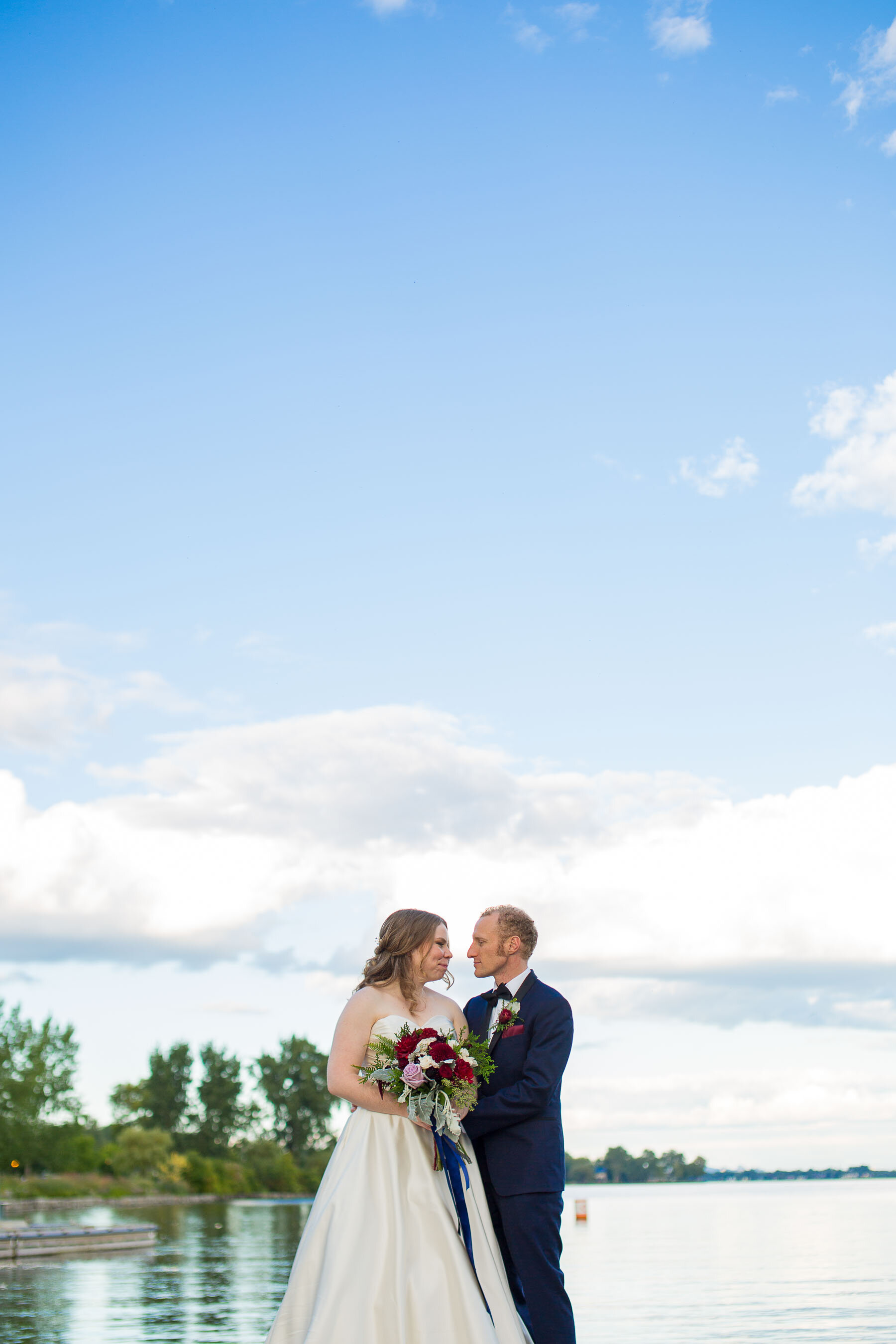 Montreal Summer wedding bridal photos at pointe claire yacht club