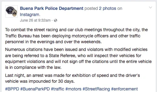 &nbsp; &nbsp; &nbsp; &nbsp; &nbsp; &nbsp; &nbsp; &nbsp; &nbsp; &nbsp; &nbsp; &nbsp; &nbsp; &nbsp; &nbsp; &nbsp;&nbsp; Buena Park Police Department's Facebook Page