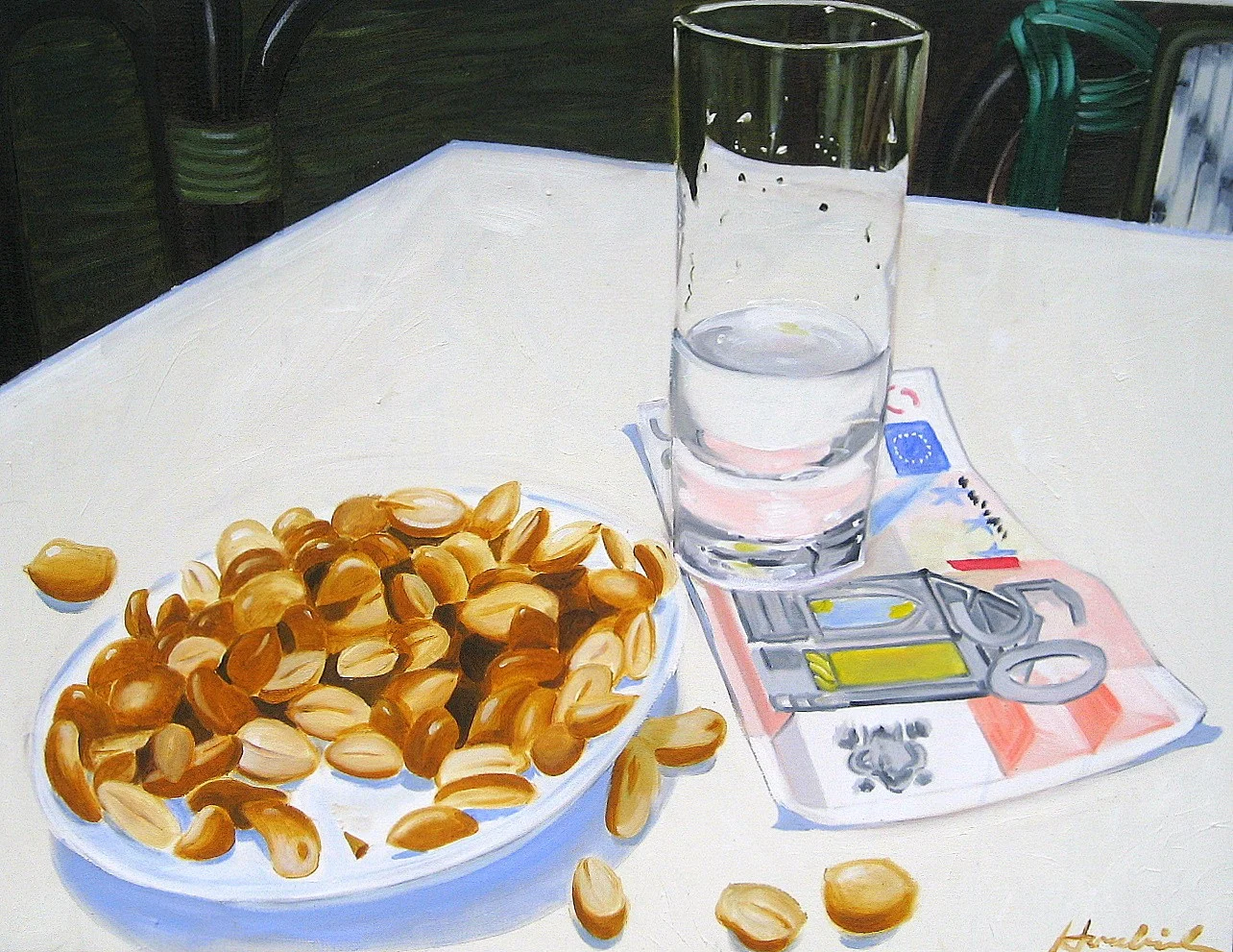   Peanuts, Gin, &amp; 50 Euros    36x42  