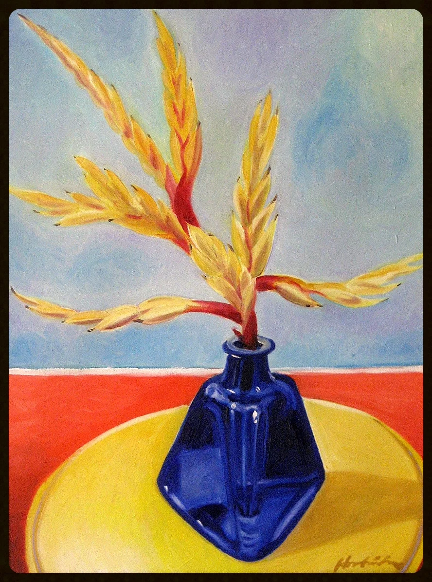   Blue Bottle w Bromiliad    private collection  